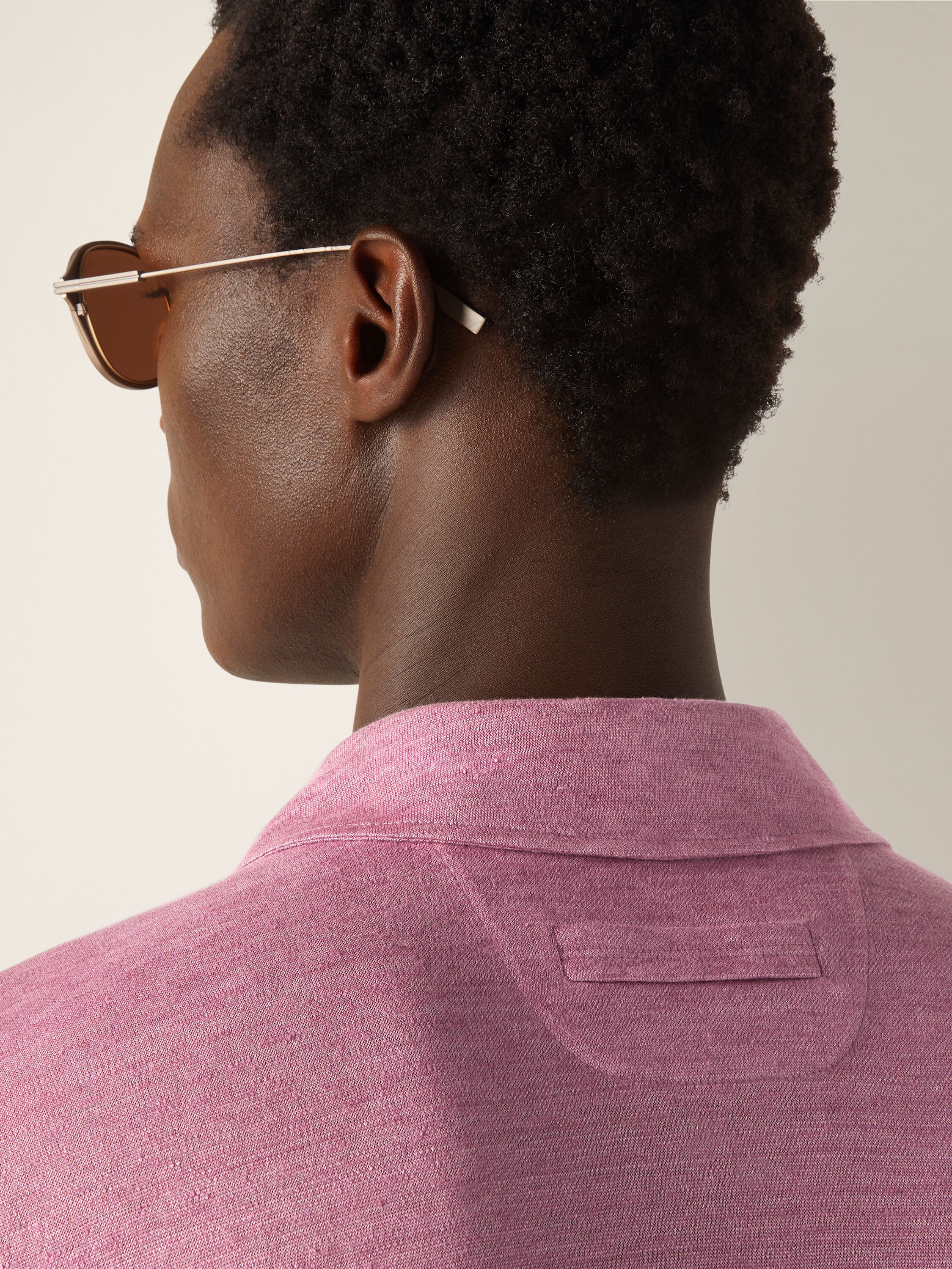Poloshirt aus Oasi Lino in Rosa Detailfoto #1 des Produkts