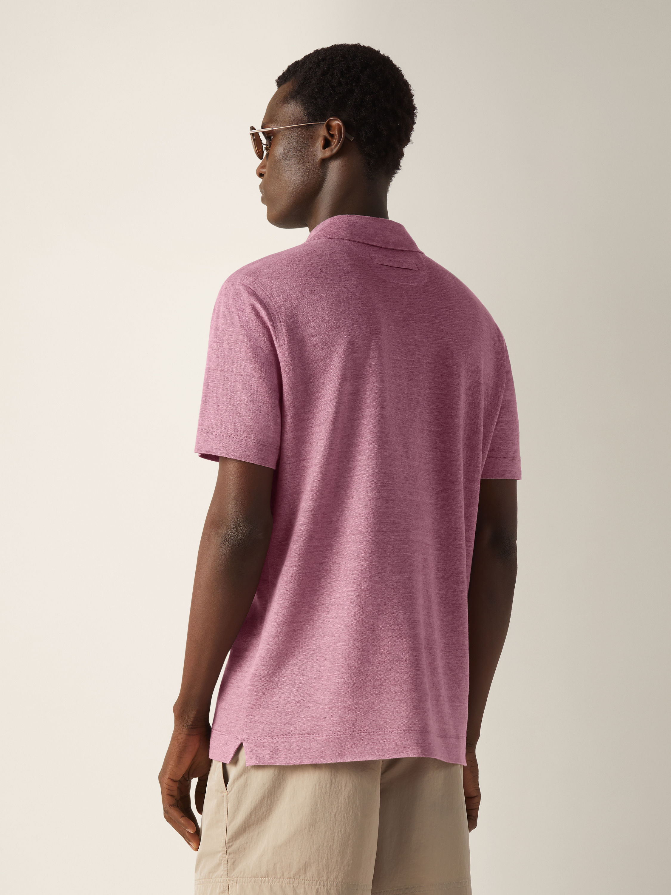 Poloshirt aus Oasi Lino in Rosa Detailfoto #4 des Produkts