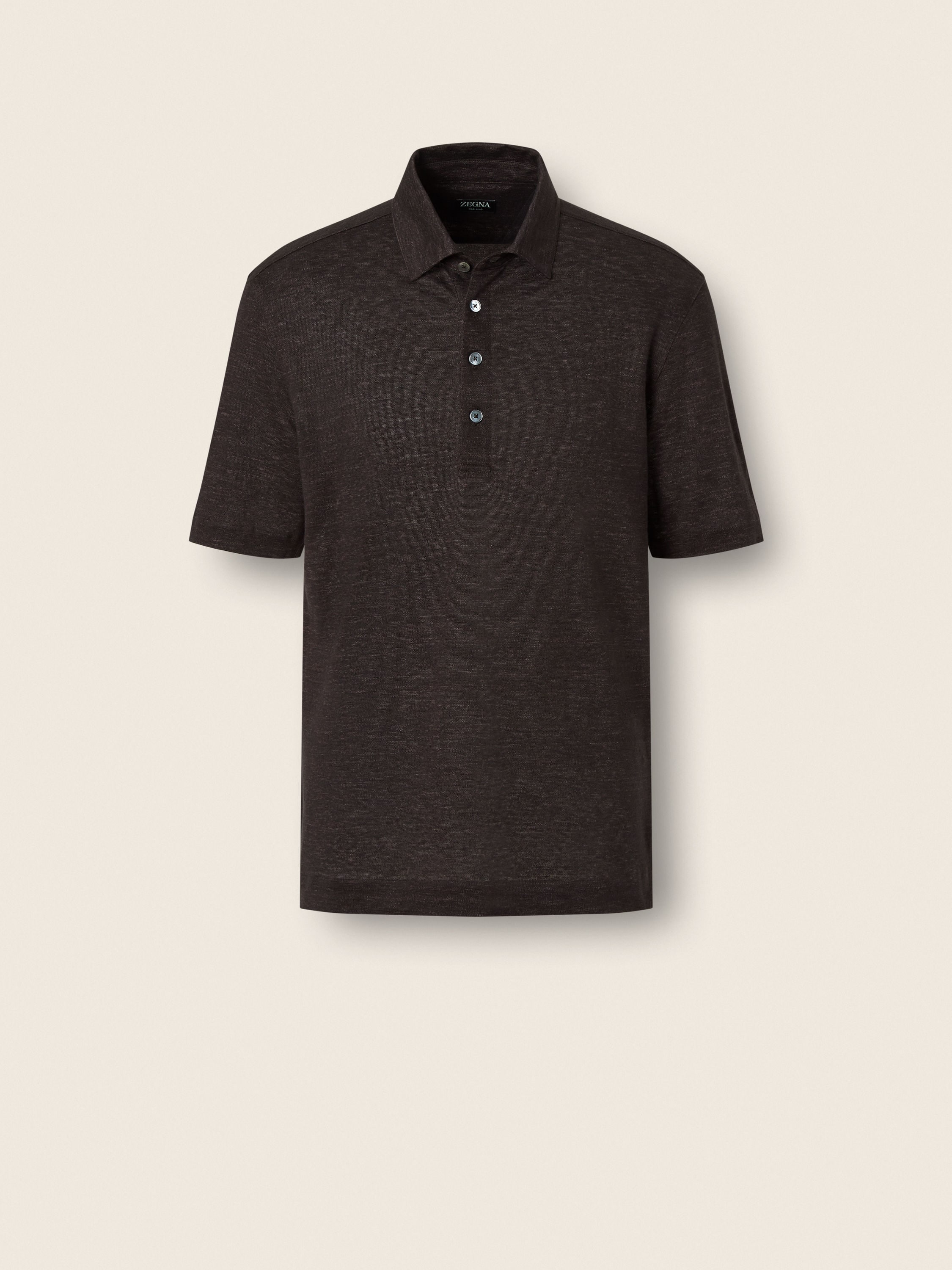 Poloshirt aus Oasi Lino in Dunkelbraun Hauptproduktfoto