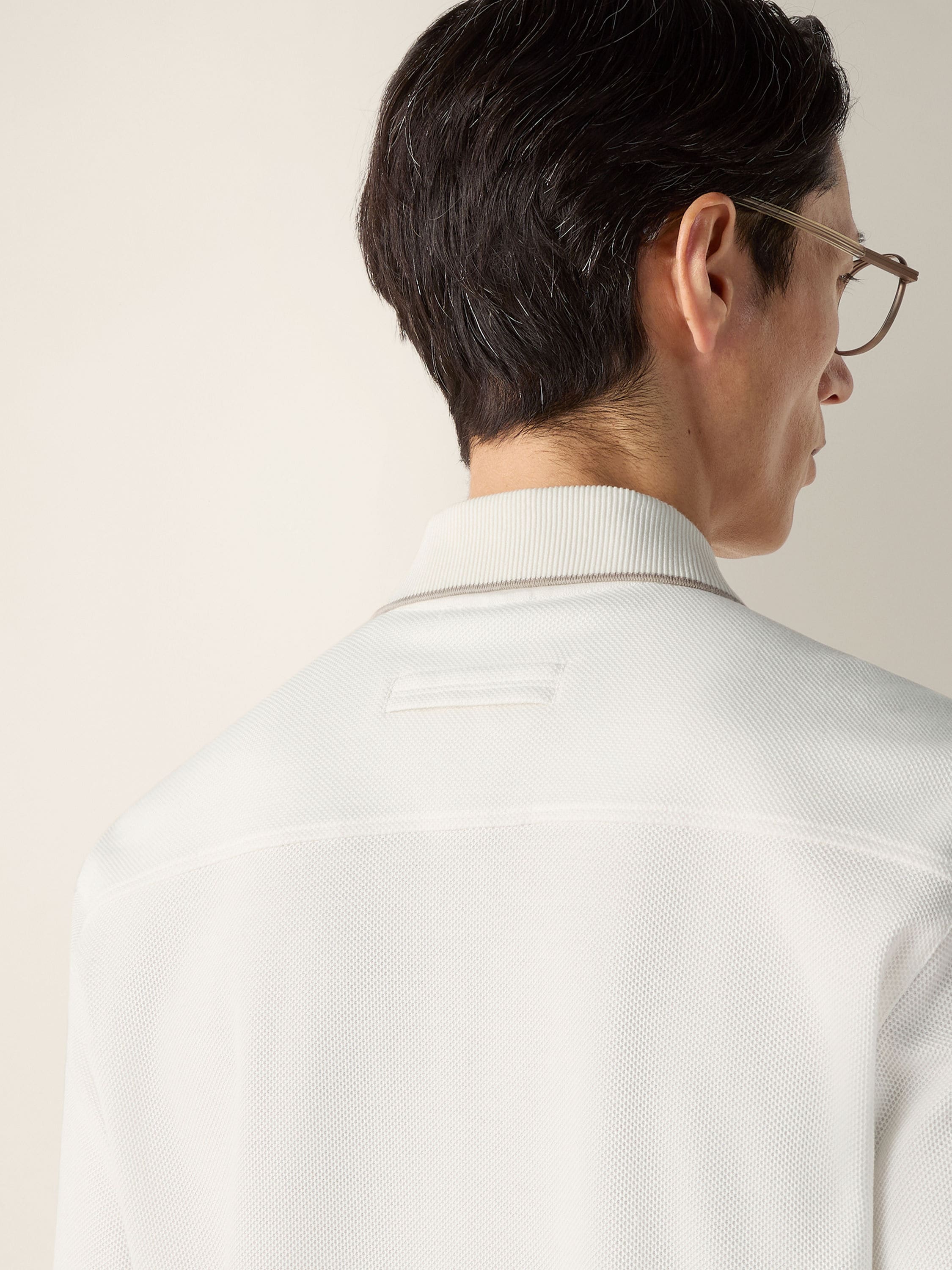 White Cotton and Silk Polo Shirt Product detail photo #1