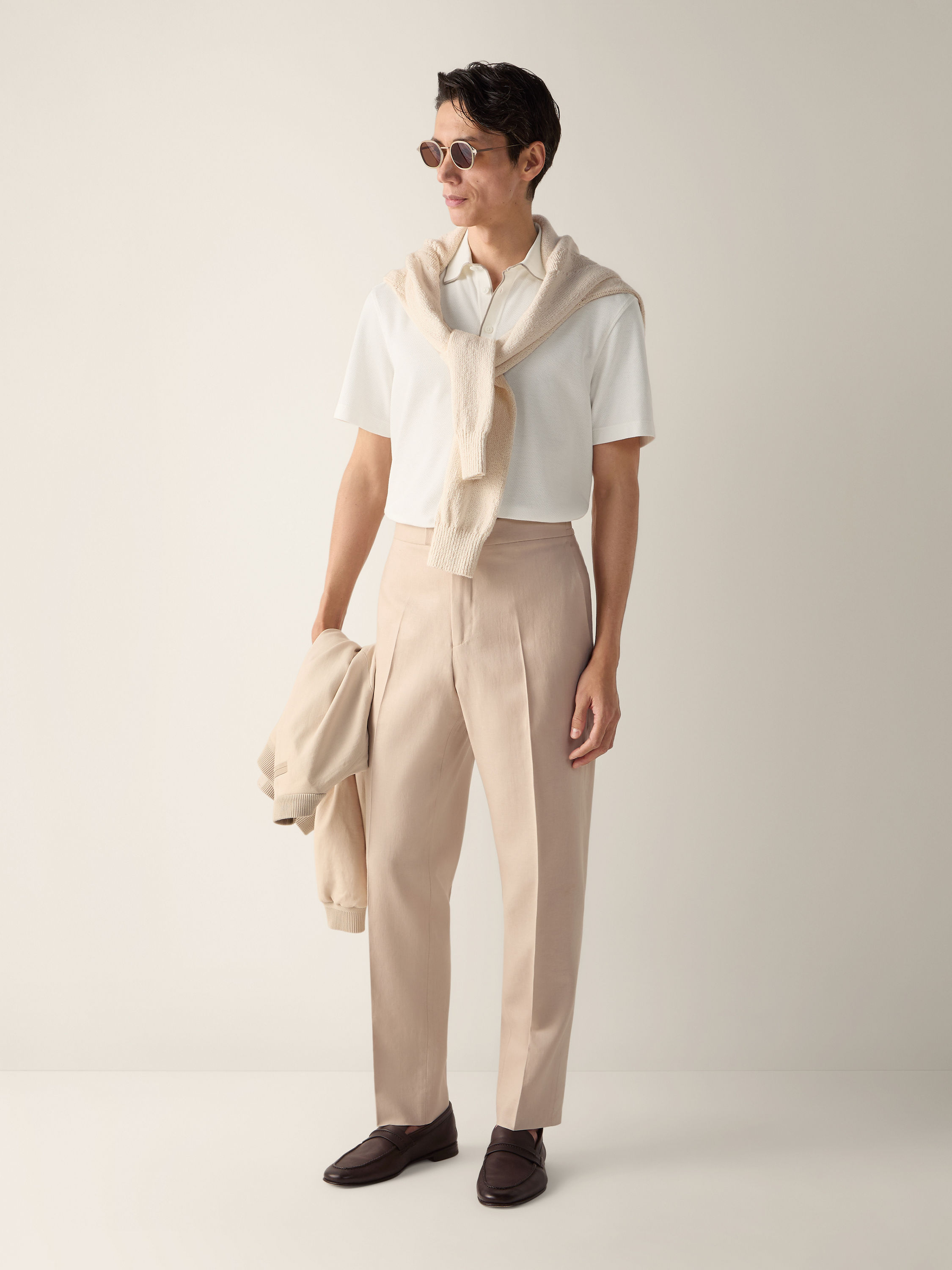 White Cotton and Silk Polo Shirt Product detail photo #2