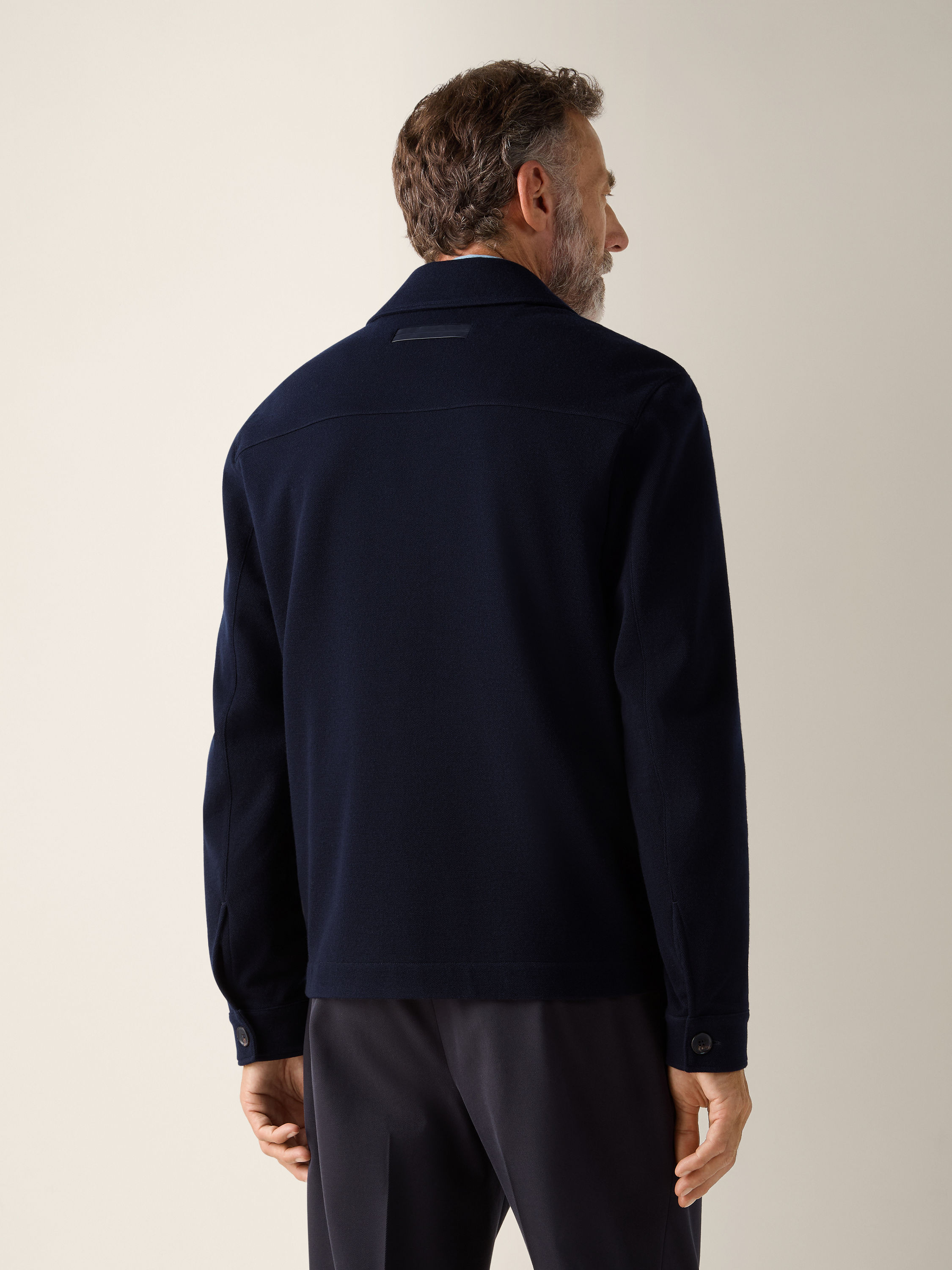 Overshirt in Cotone Lana e Seta Blu Navy Foto #5 di dettaglio del prodotto