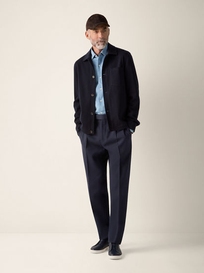 Navy Blue Cotton Wool and Silk Overshirt SS26 37133634 | Zegna RO