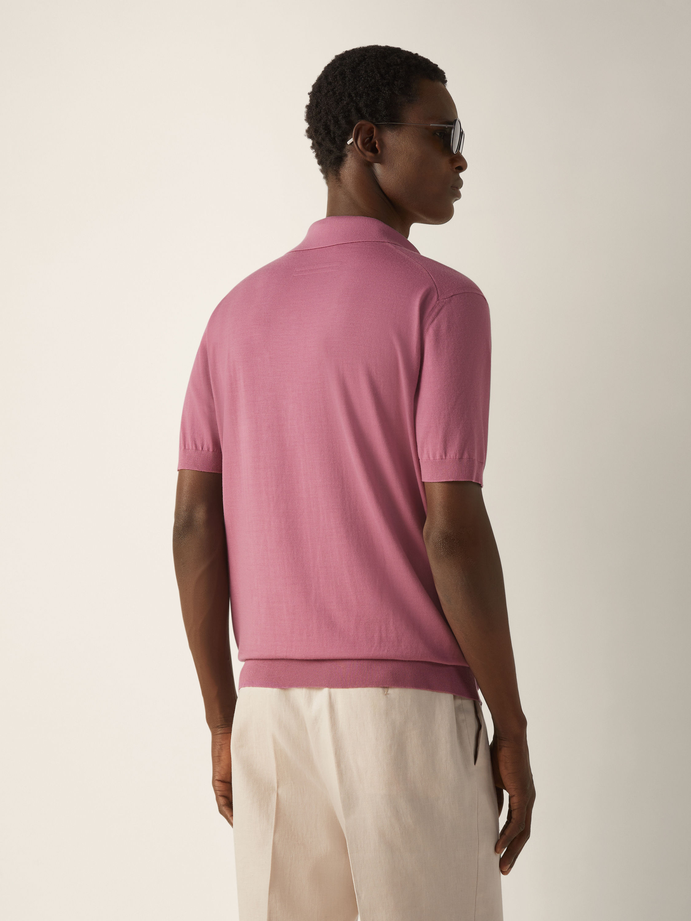 Poloshirt aus Vellus Aureum in Rosa Detailfoto #5 des Produkts