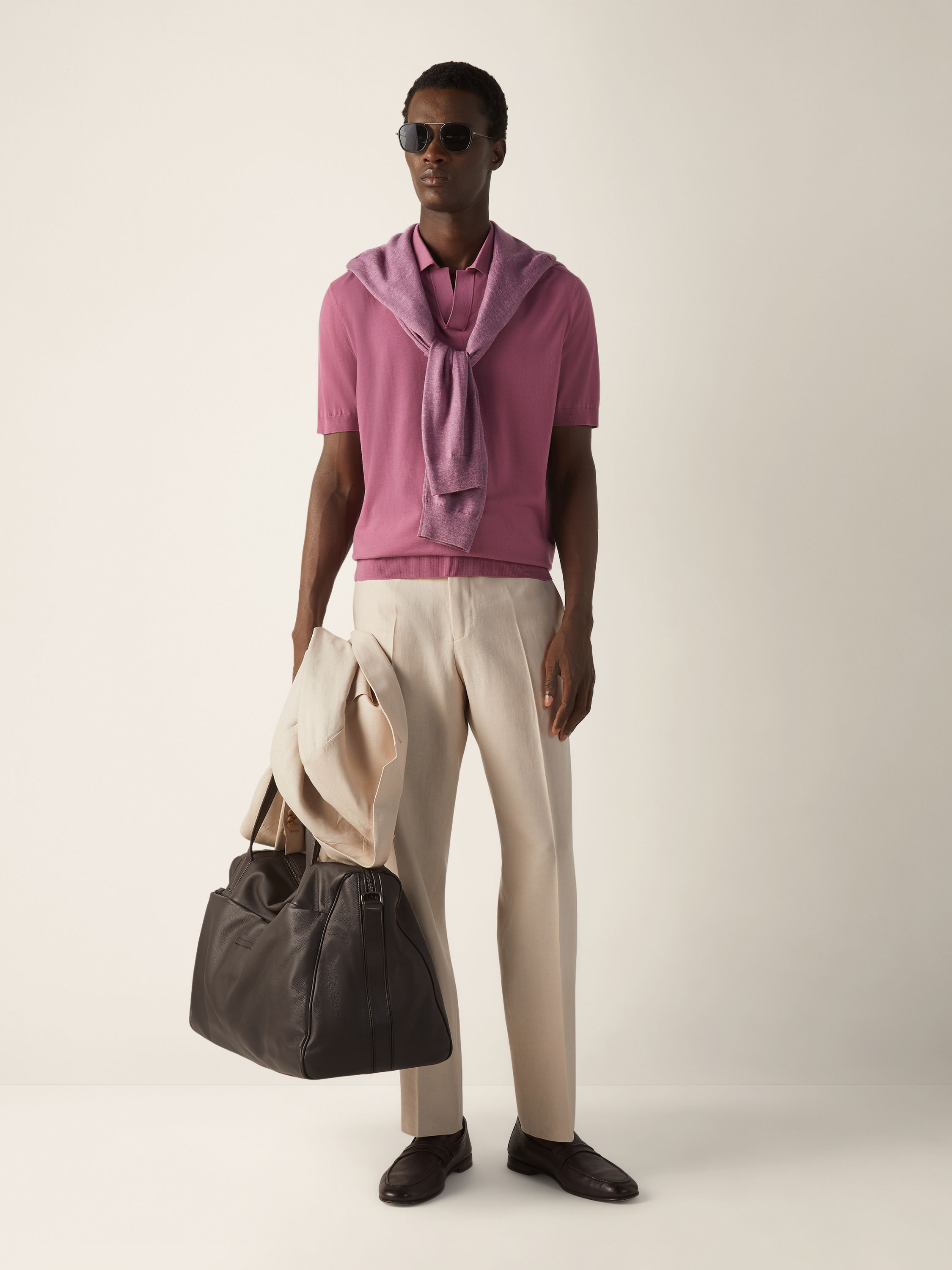 Poloshirt aus Vellus Aureum in Rosa Detailfoto #2 des Produkts