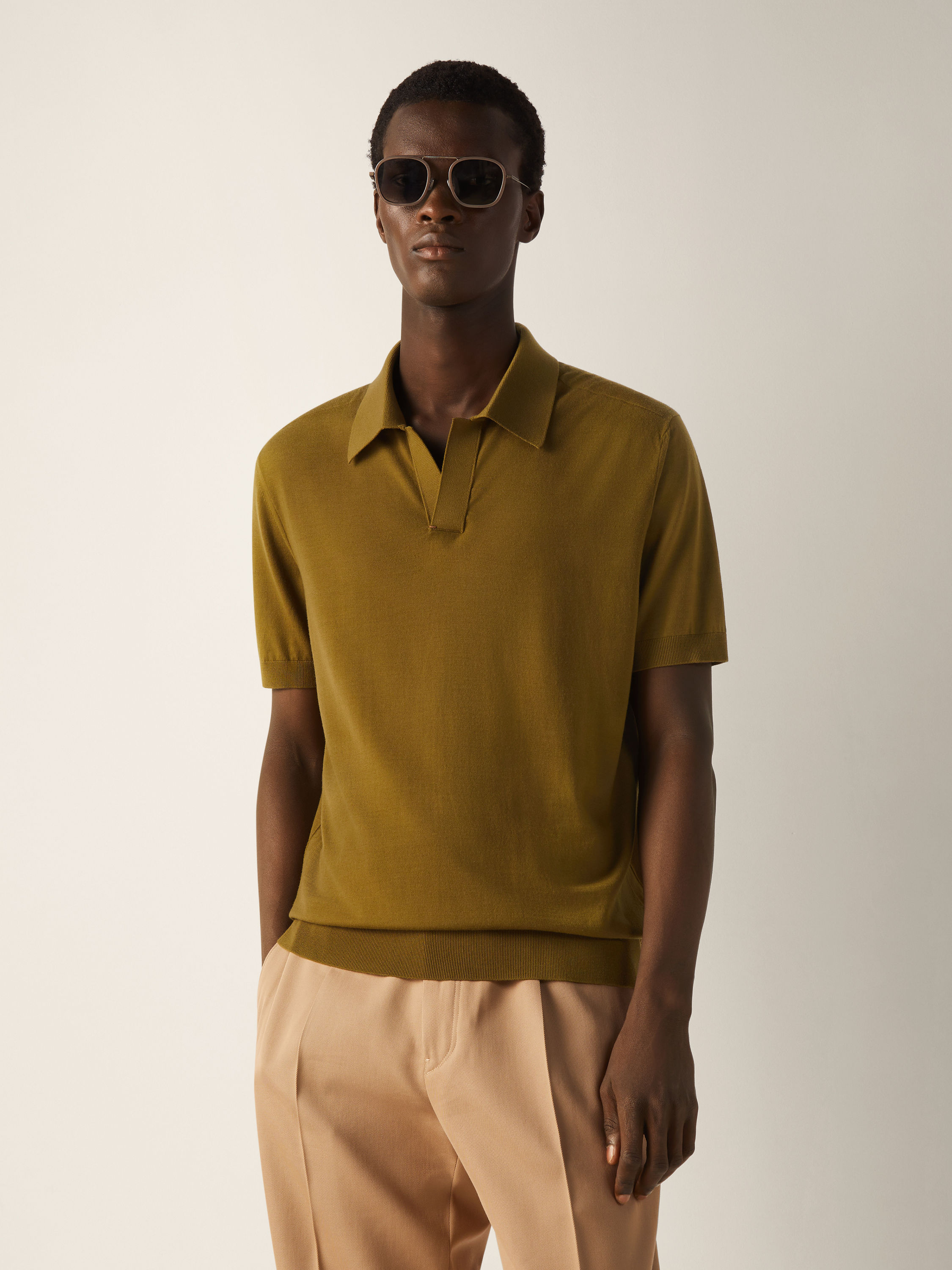 Olive Green Vellus Aureum Polo Shirt Product detail photo #2
