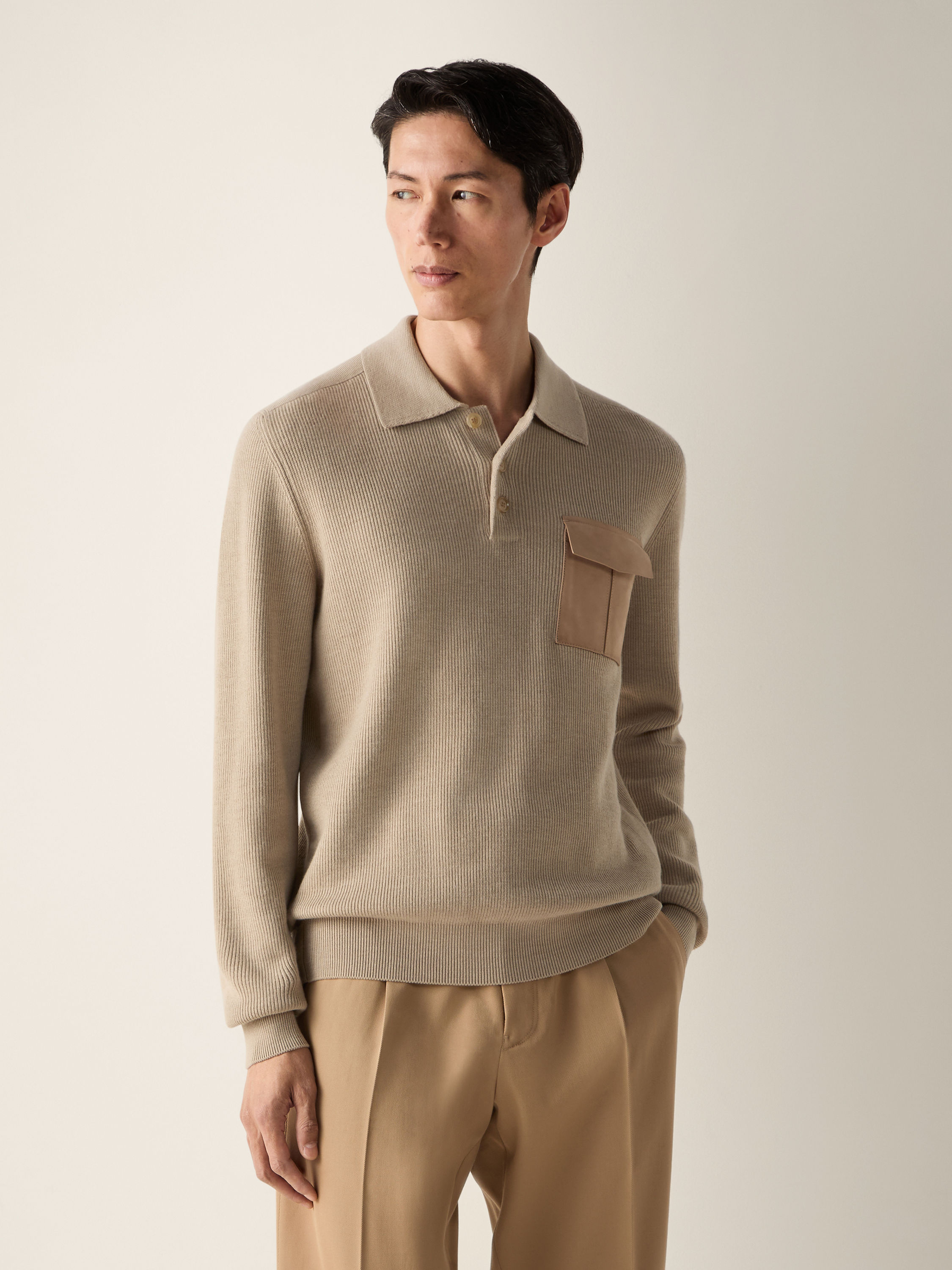 Light Taupe Vellus Aureum Polo Shirt Product detail photo #3