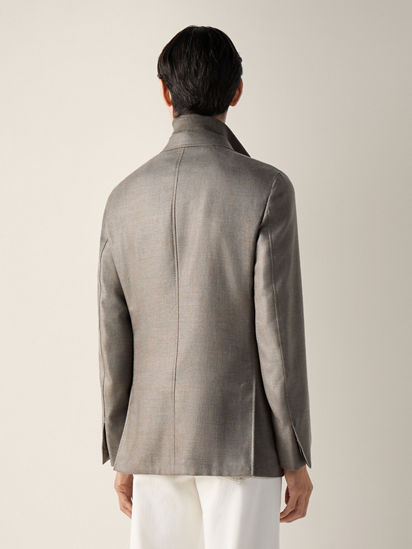 Dark Taupe Mélange Cashmere Silk and Linen Jacket SS26 37203817