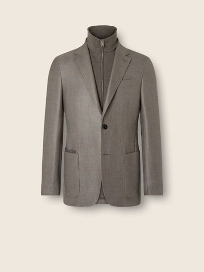 Dark Taupe Mélange Cashmere Silk and Linen Jacket SS26 37203817