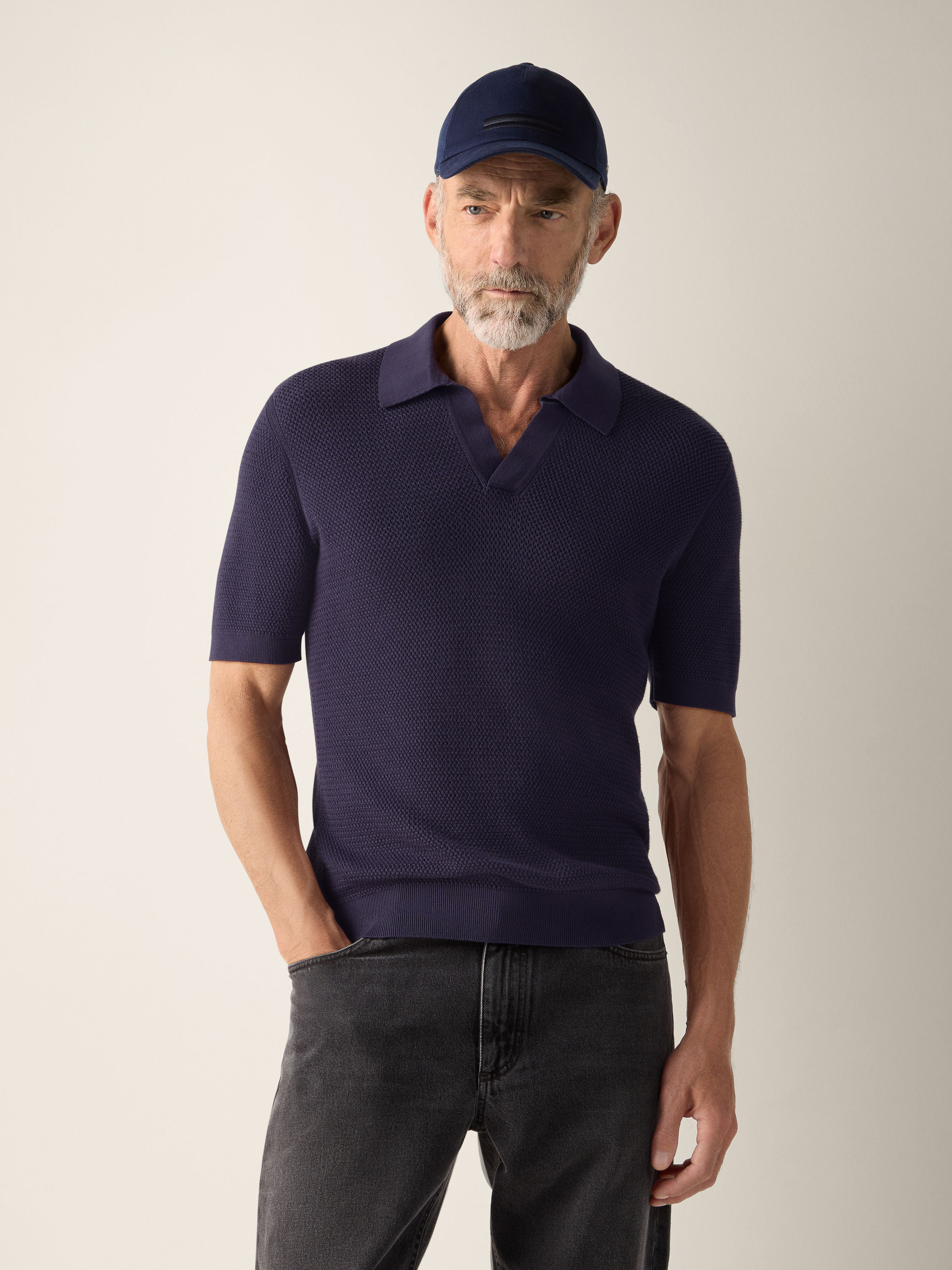 Dark Indigo Blue Premium Cotton Polo Shirt Product detail photo #2
