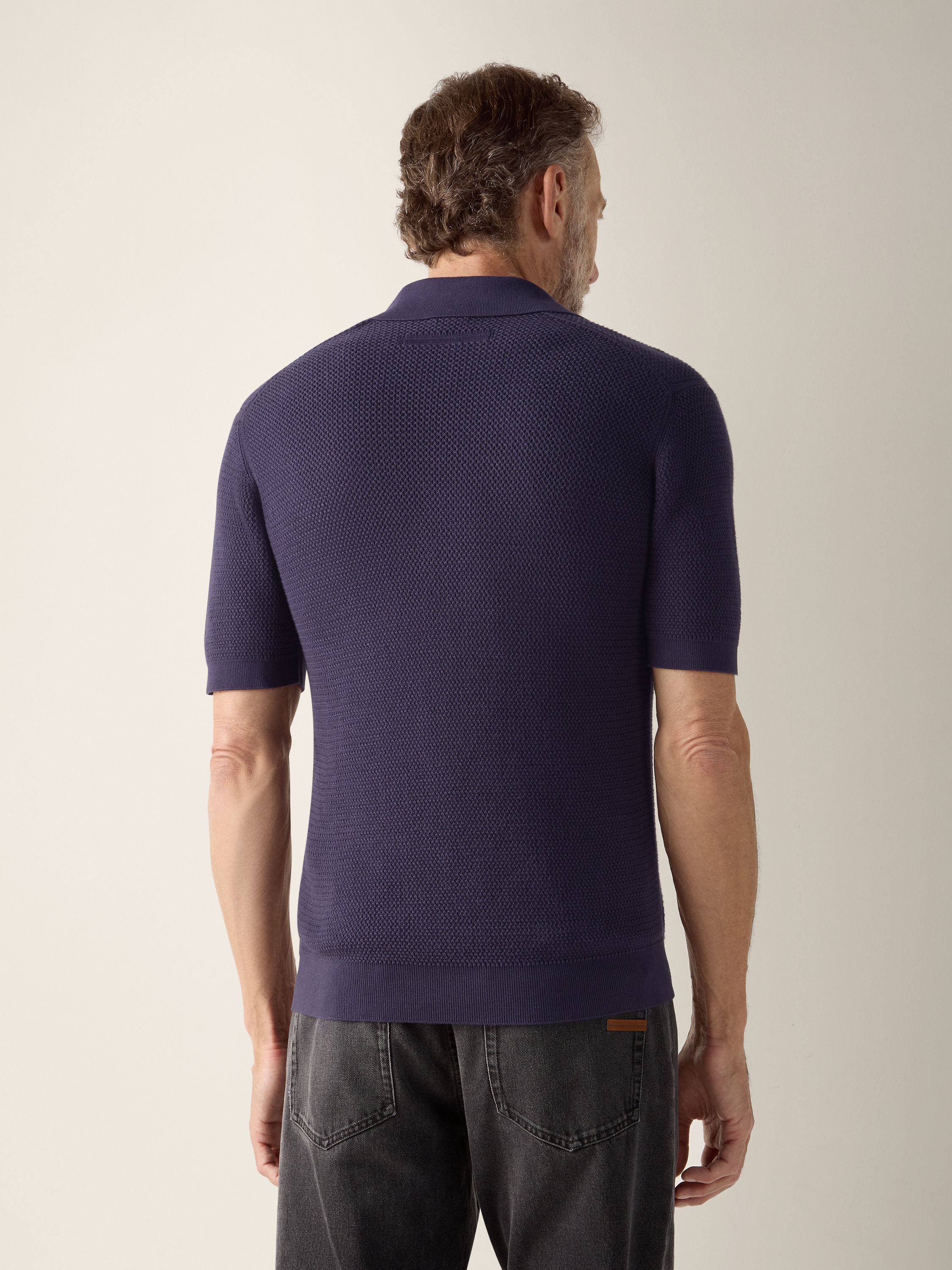 Dark Indigo Blue Premium Cotton Polo Shirt Product detail photo #4