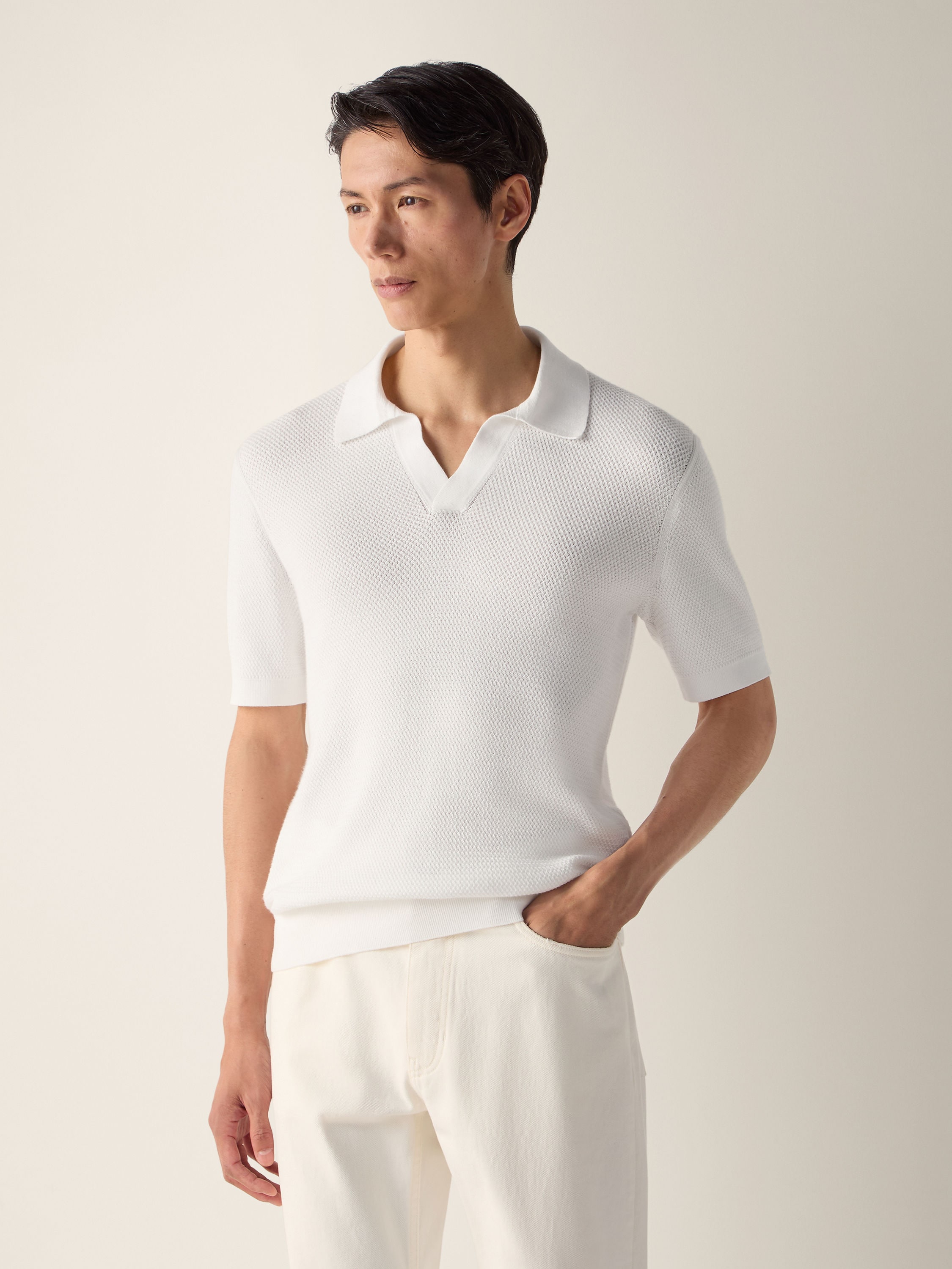 White Premium Cotton Polo Shirt Product detail photo #3