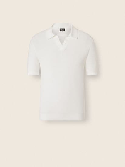 Zegna プレミアムコットン ポロシャツ XS ホワイト Premium Cottonポロシャツ SS26 37109886 | Zegna JP