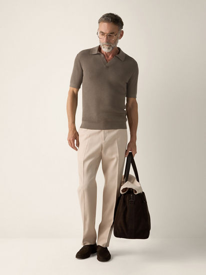 Dark Taupe Premium Cotton Polo Shirt SS26 37109895 | Zegna US