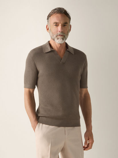 Dark Taupe Premium Cotton Polo Shirt SS26 37109895 | Zegna ROW