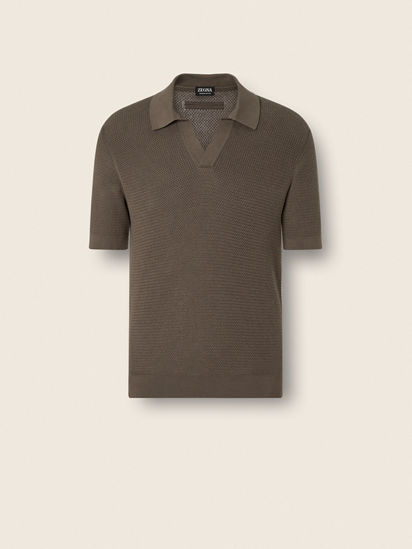 Dark Taupe Premium Cotton Polo Shirt SS26 37109895 | Zegna US