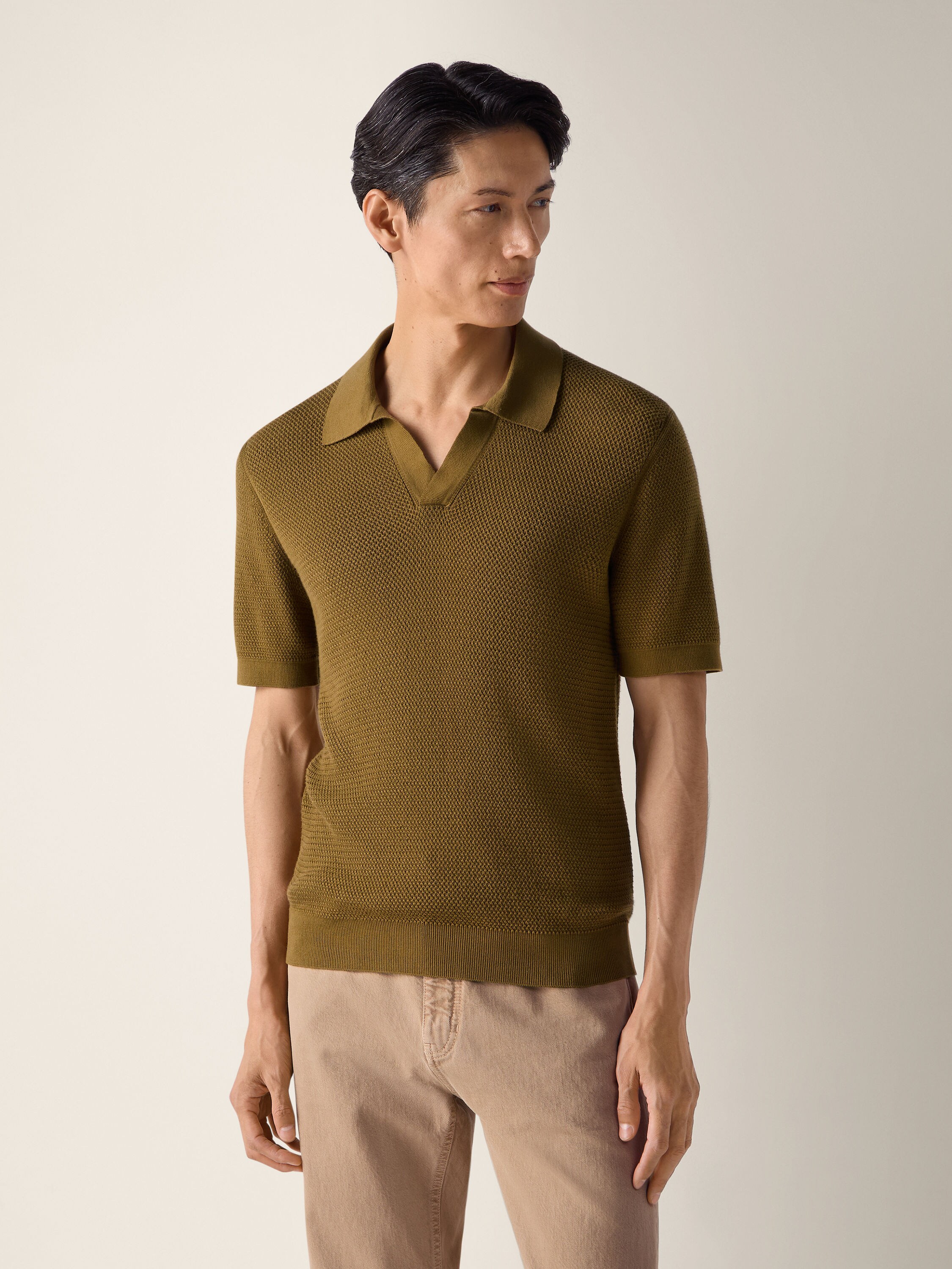 Olive Green Premium Cotton Polo Shirt Product detail photo #2