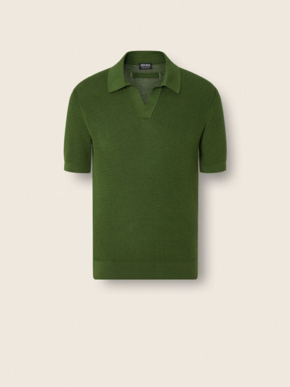 Pine Green Premium Cotton Polo Shirt SS26 37109879 | Zegna FR