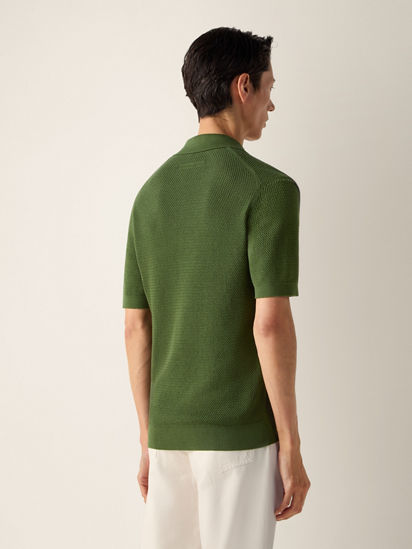 Ermenegirdo Zegna レーヨンギャバジン　CPOシャツ　イタリア製 Pine Green Premium Cotton Polo Shirt SS26 37109879 | Zegna FR