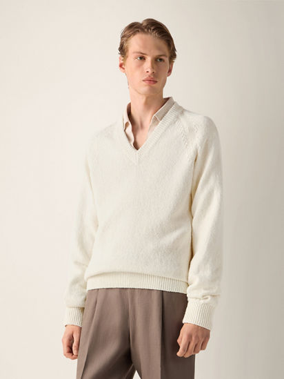 White Cotton V-neck SS26 37143147 | Zegna BG