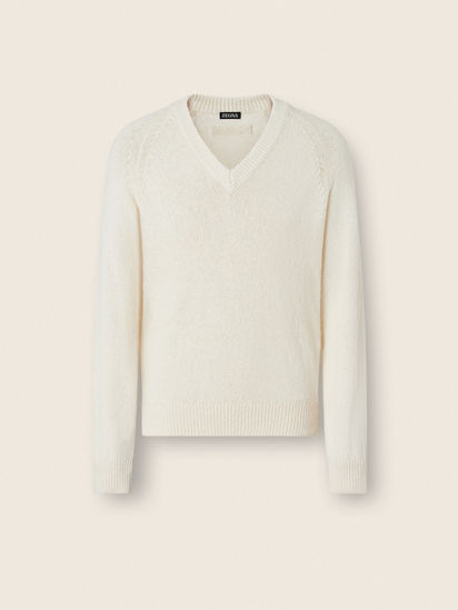 White Cotton V-neck SS26 37143147 | Zegna BG