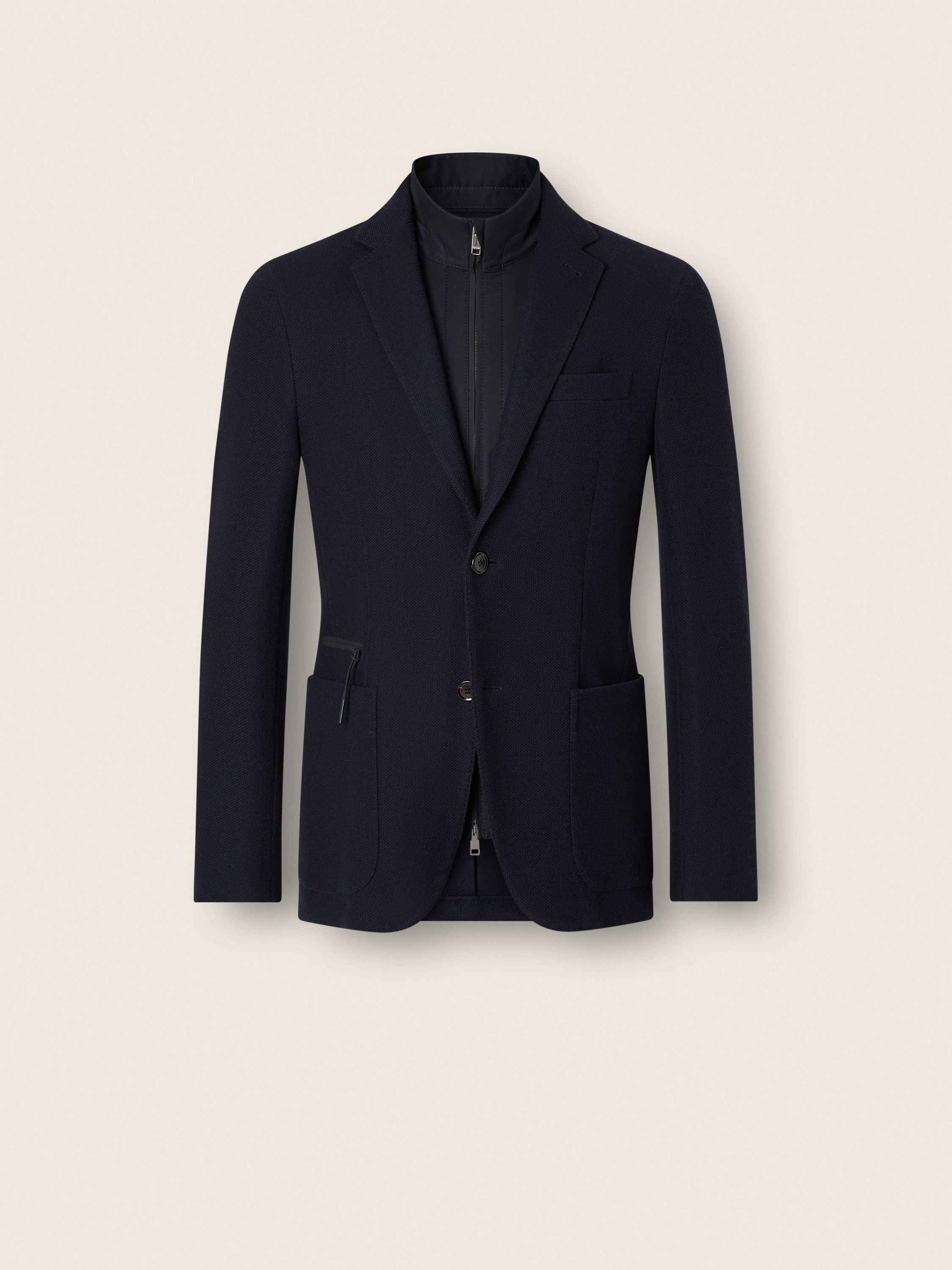 Jacke aus High Performance™ Jersey Wolle und Baumwolle in Marineblau Hauptproduktfoto