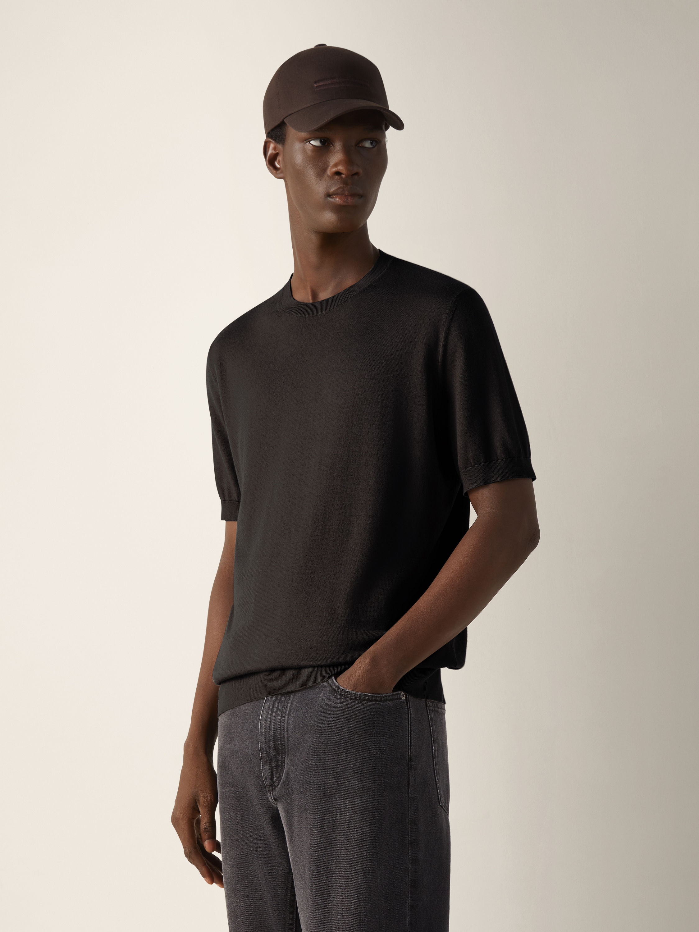 Dark Brown Premium Cotton T-shirt Product detail photo #2