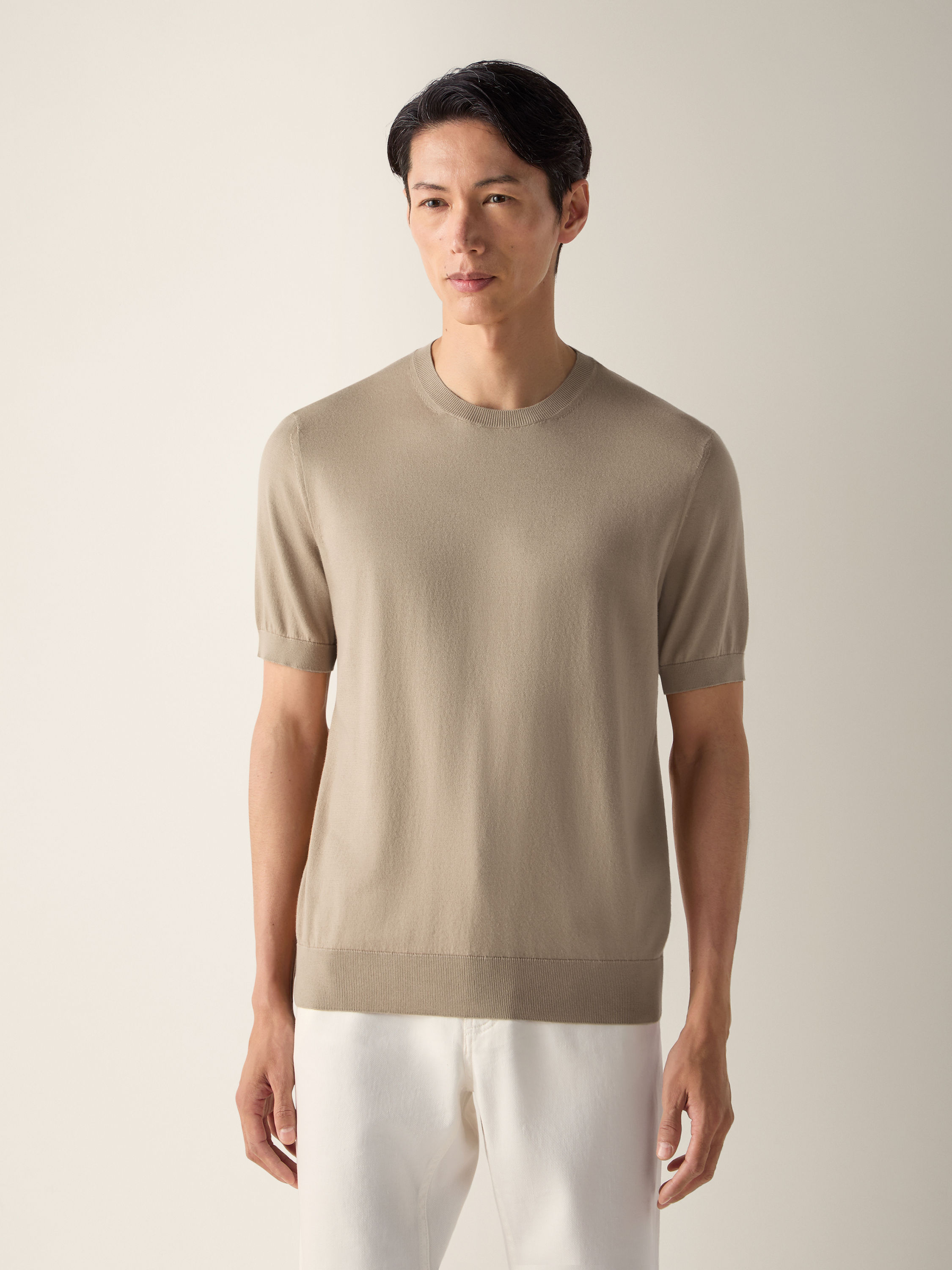 Light Taupe Premium Cotton T-shirt Product detail photo #2
