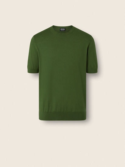Pine Green Premium Cotton T-shirt SS26 37128001 | Zegna NO