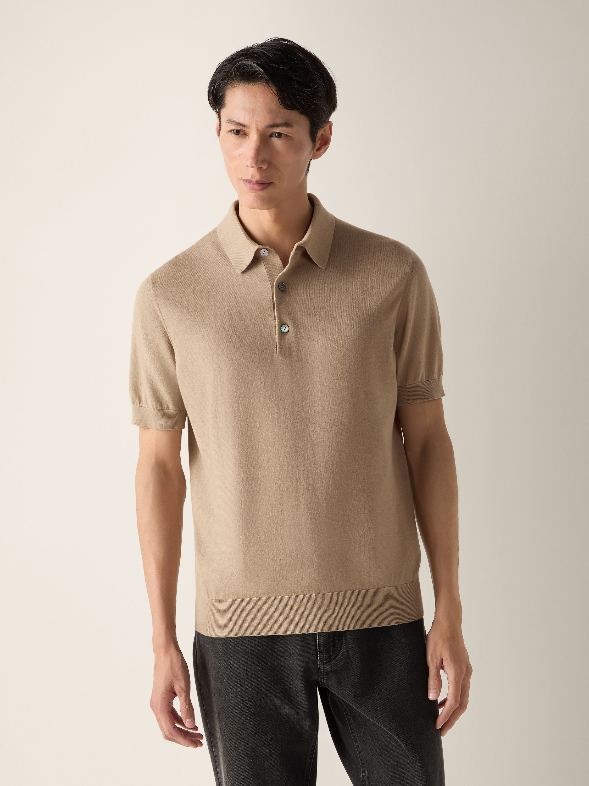 Light Taupe Premium Cotton Polo Shirt Product detail photo #2