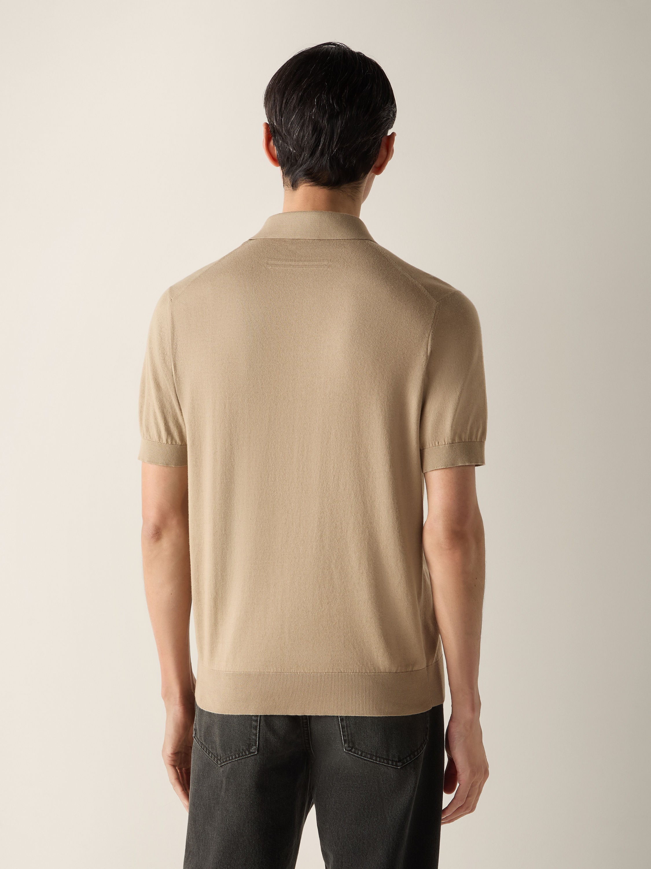 Light Taupe Premium Cotton Polo Shirt Product detail photo #4
