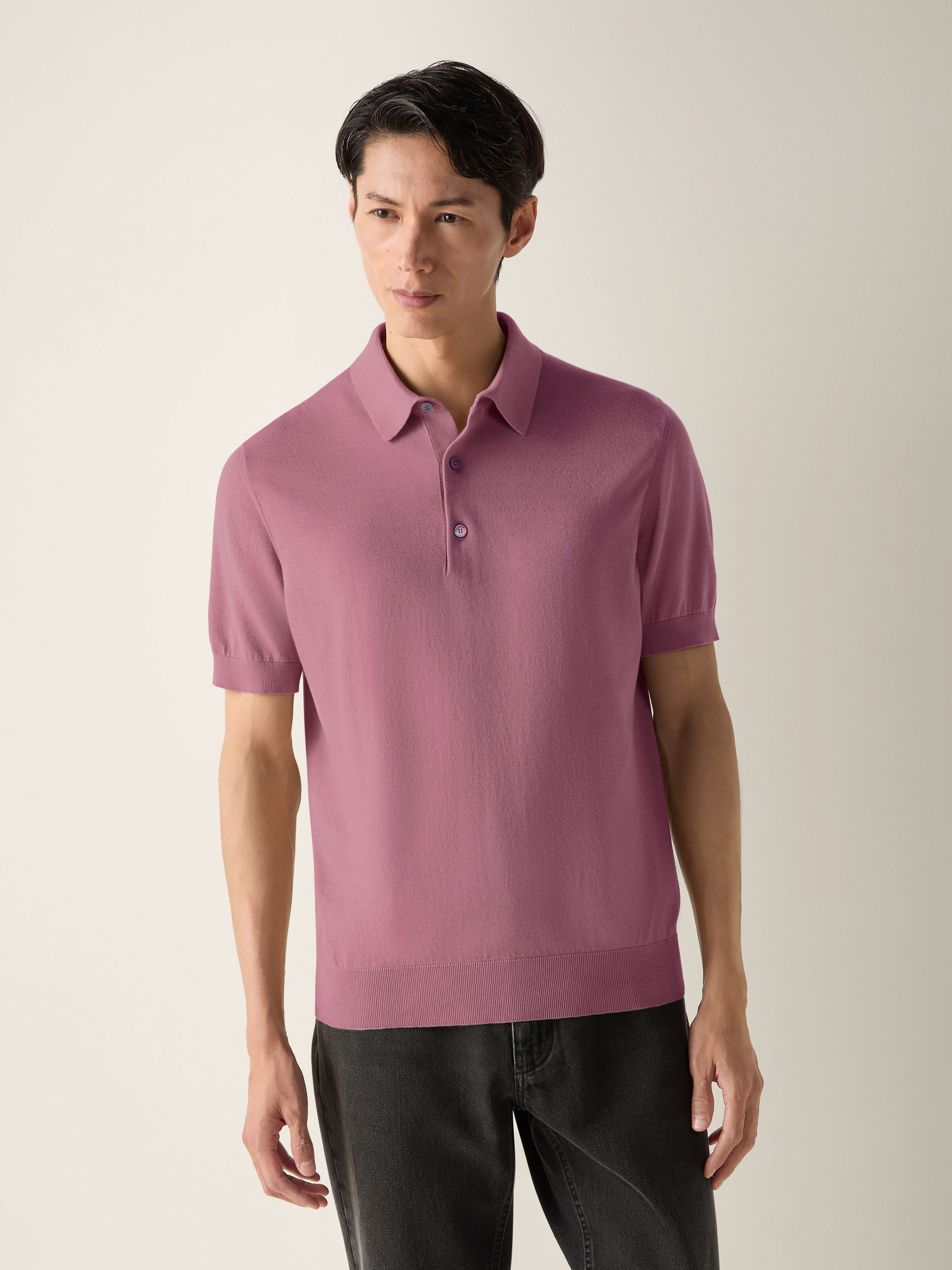Poloshirt aus Premium Cotton in Rosa Detailfoto #2 des Produkts