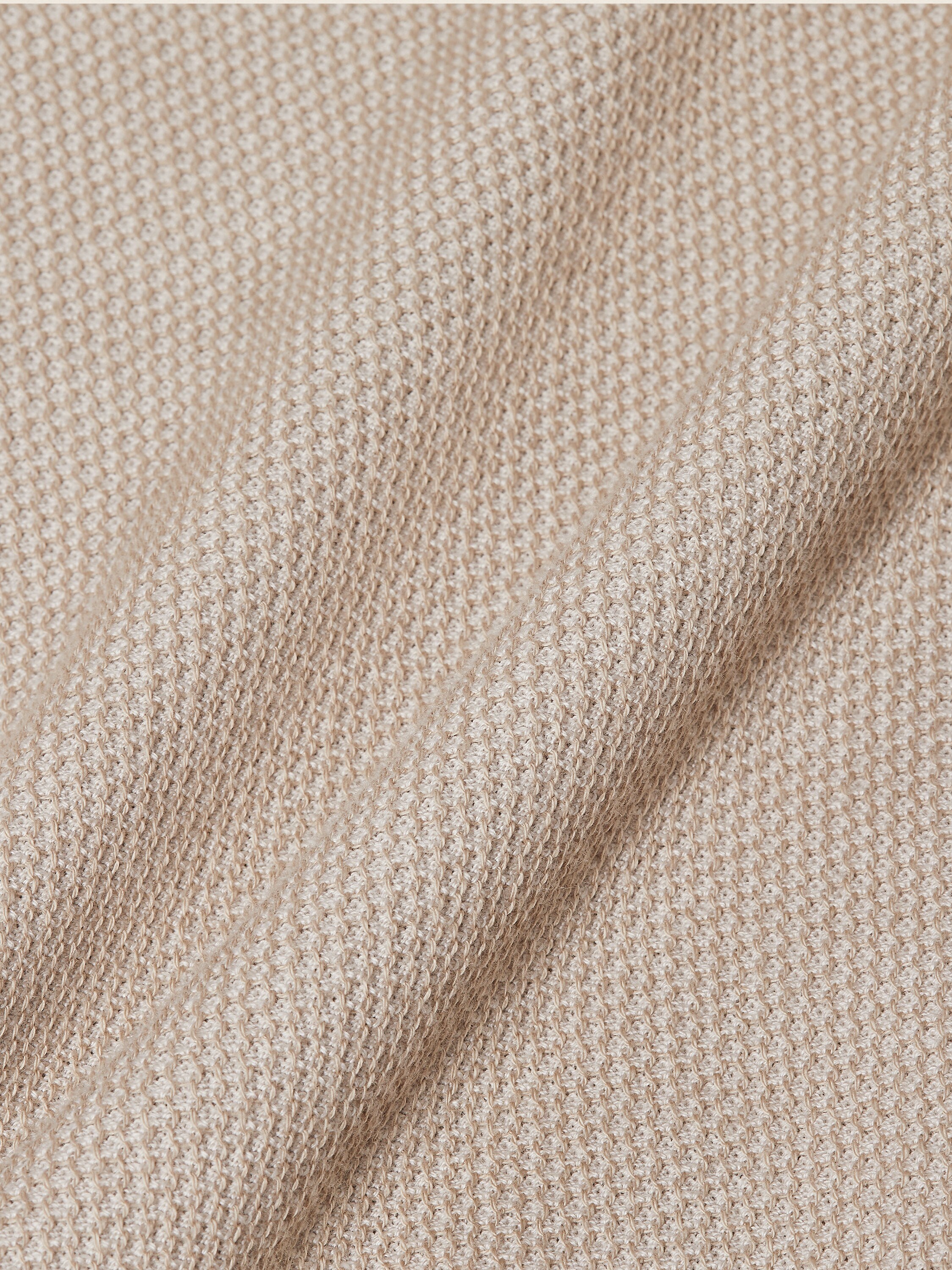 Ivory and Light Taupe Cotton Polo Shirt Product detail photo #3