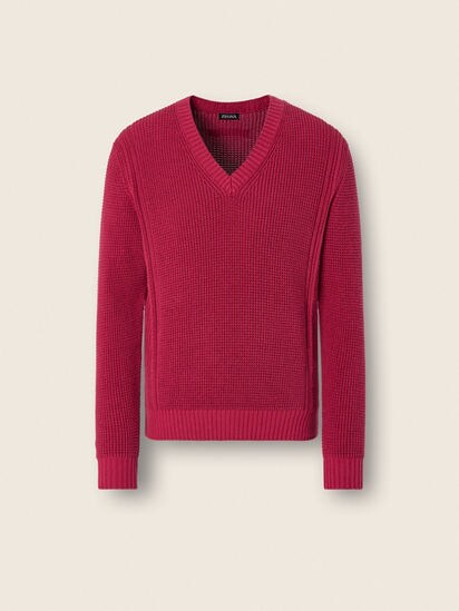ダークピンクコットン&シルクVネック SS26 37109653 | Zegna JP