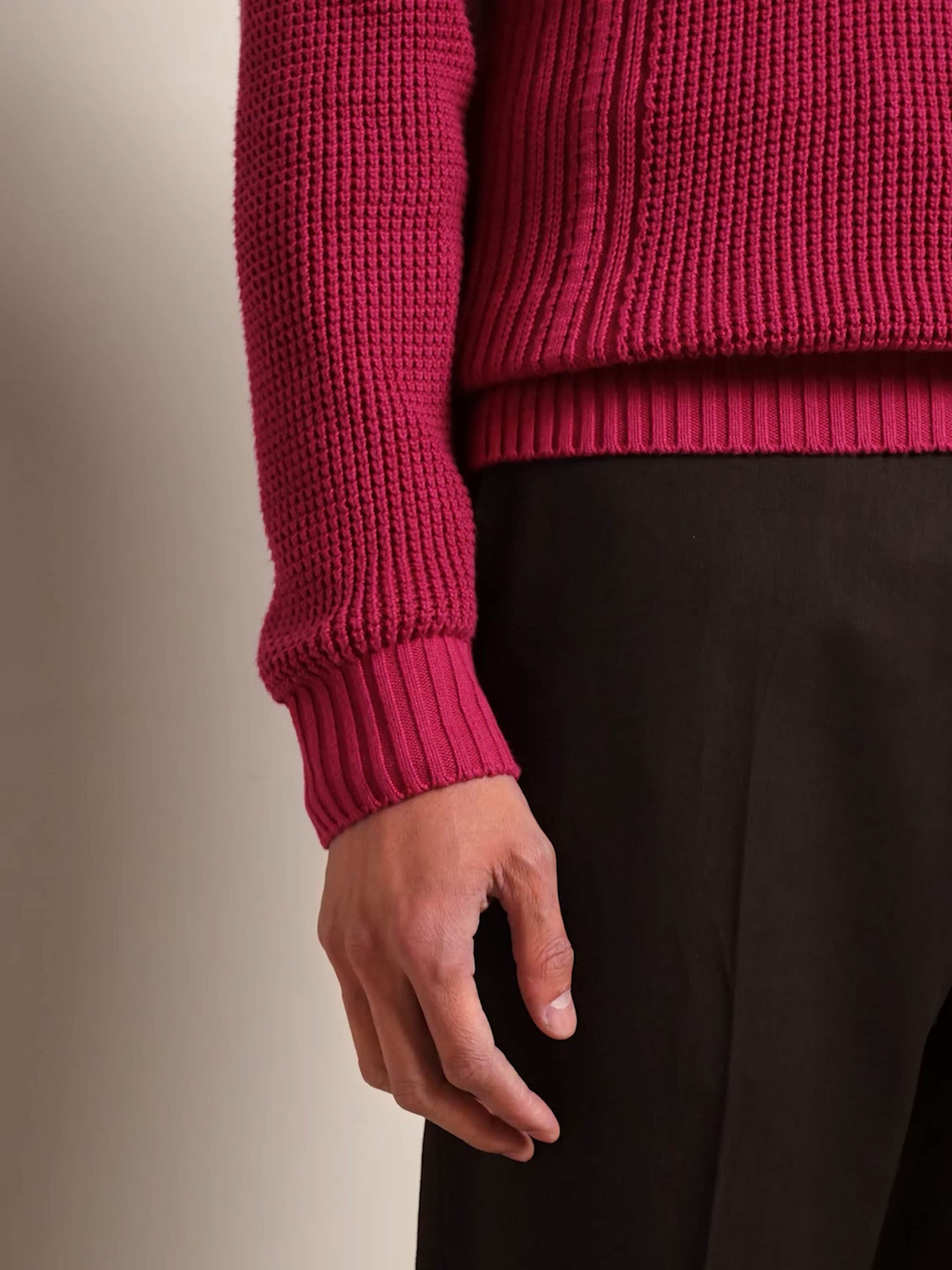 Pullover aus Baumwolle und Seide mit V-Ausschnitt in Dunkelrosa