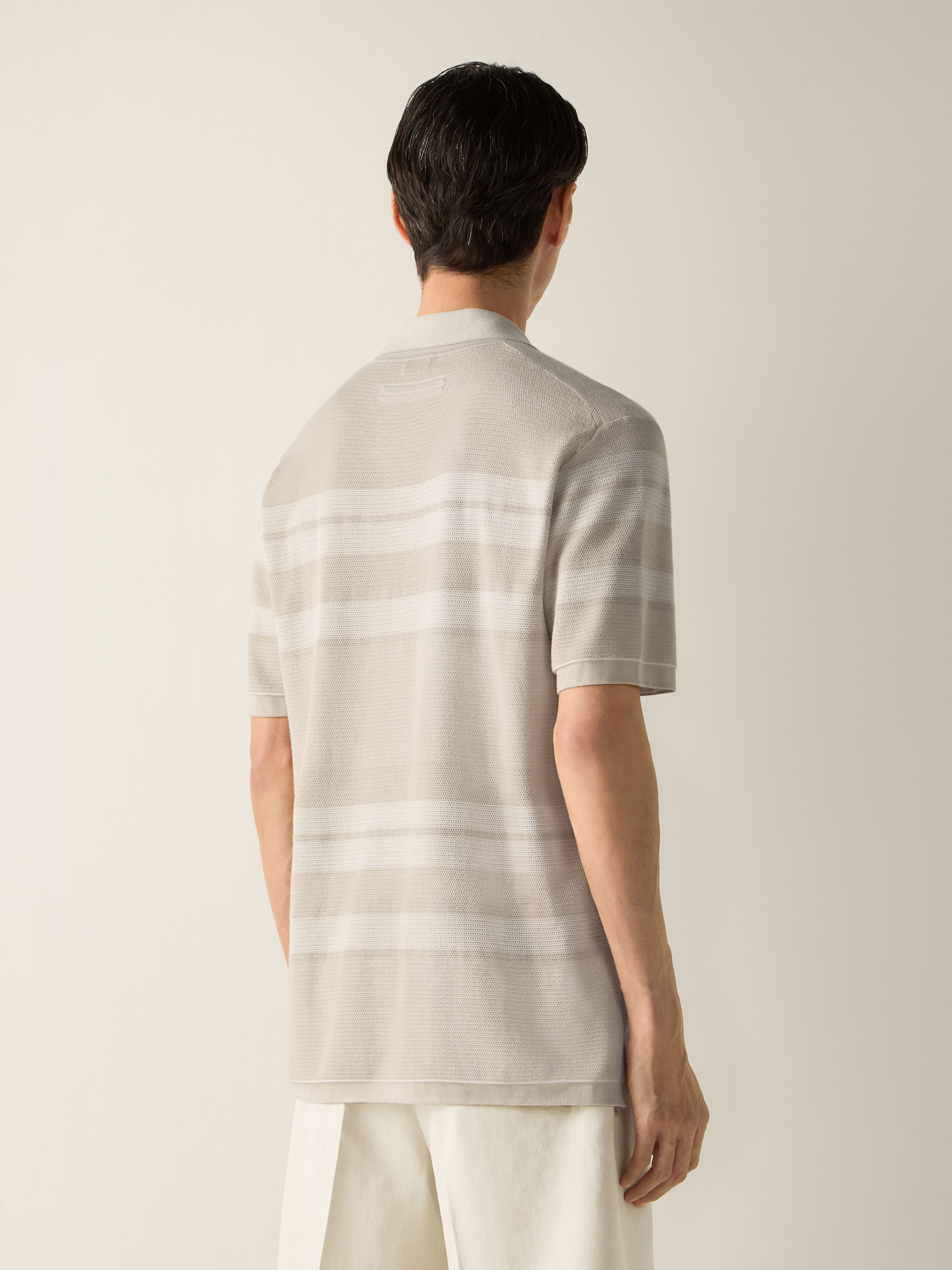 Ivory and White Cotton and Silk Shirt Product detail photo #5