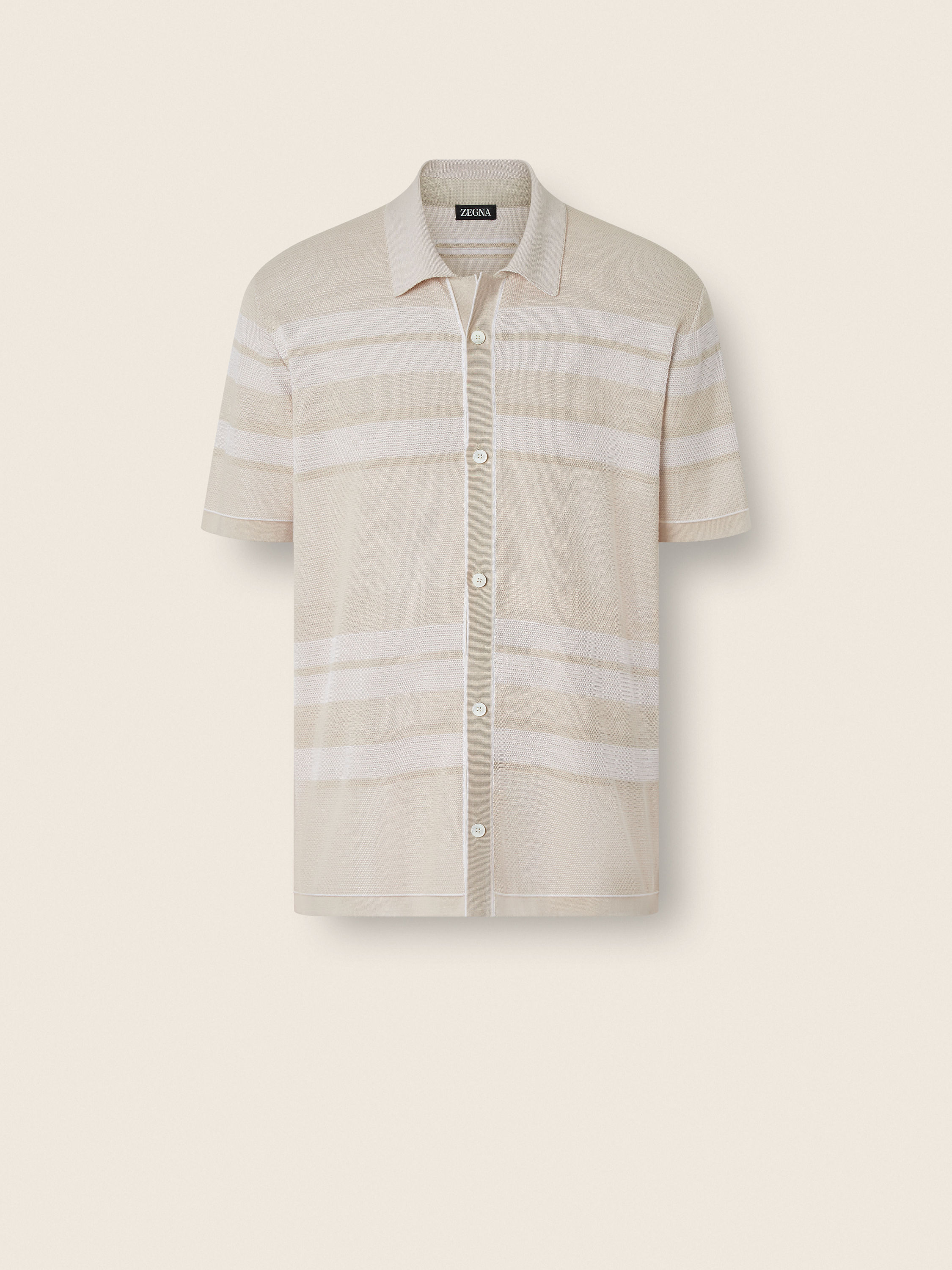 Ivory and White Cotton and Silk Shirt Main product photo