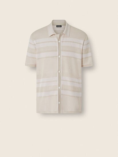 アイボリー&ホワイトコットン&シルクシャツ SS26 37109649 | Zegna JP