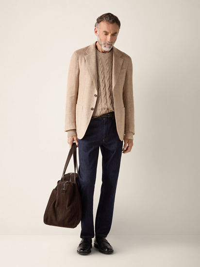 Beige Mélange Linen Cashmere and Silk Crewneck SS26 37585836