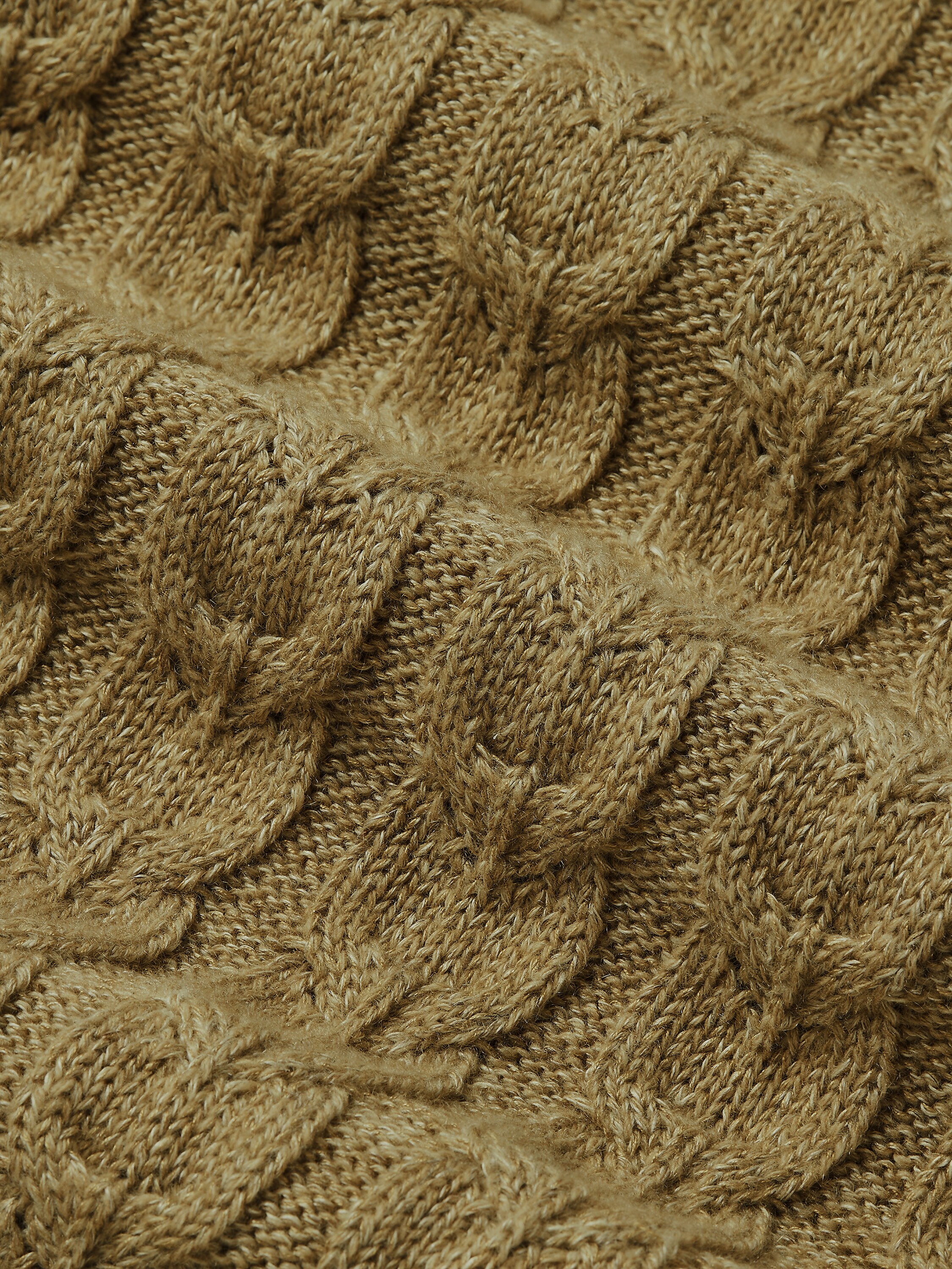 Olive Green Mélange Linen Cashmere and Silk Crewneck Product detail photo #3