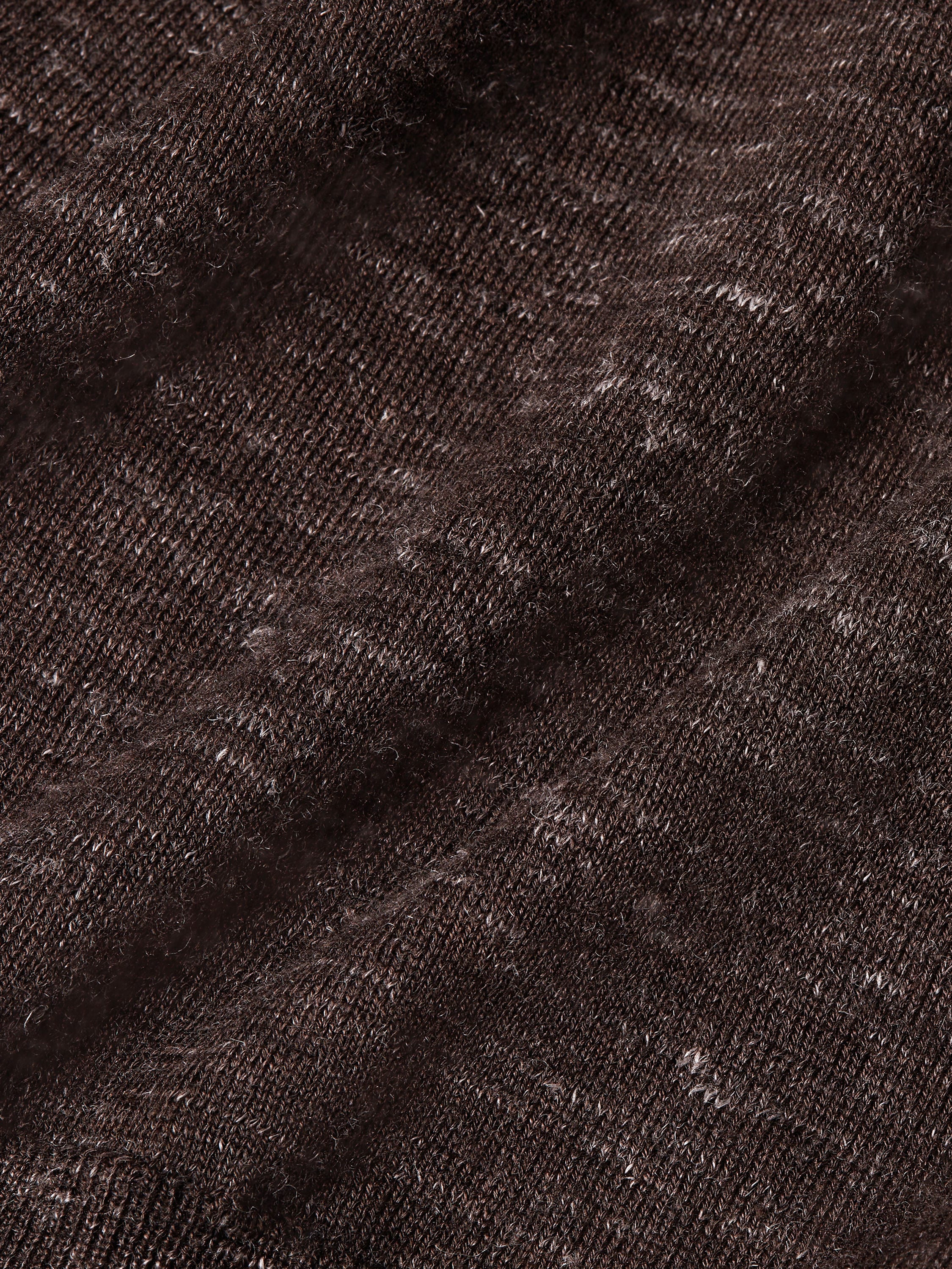 Girocollo in Seta Cashmere e Lino Marrone Scuro Mélange Foto #3 di dettaglio del prodotto