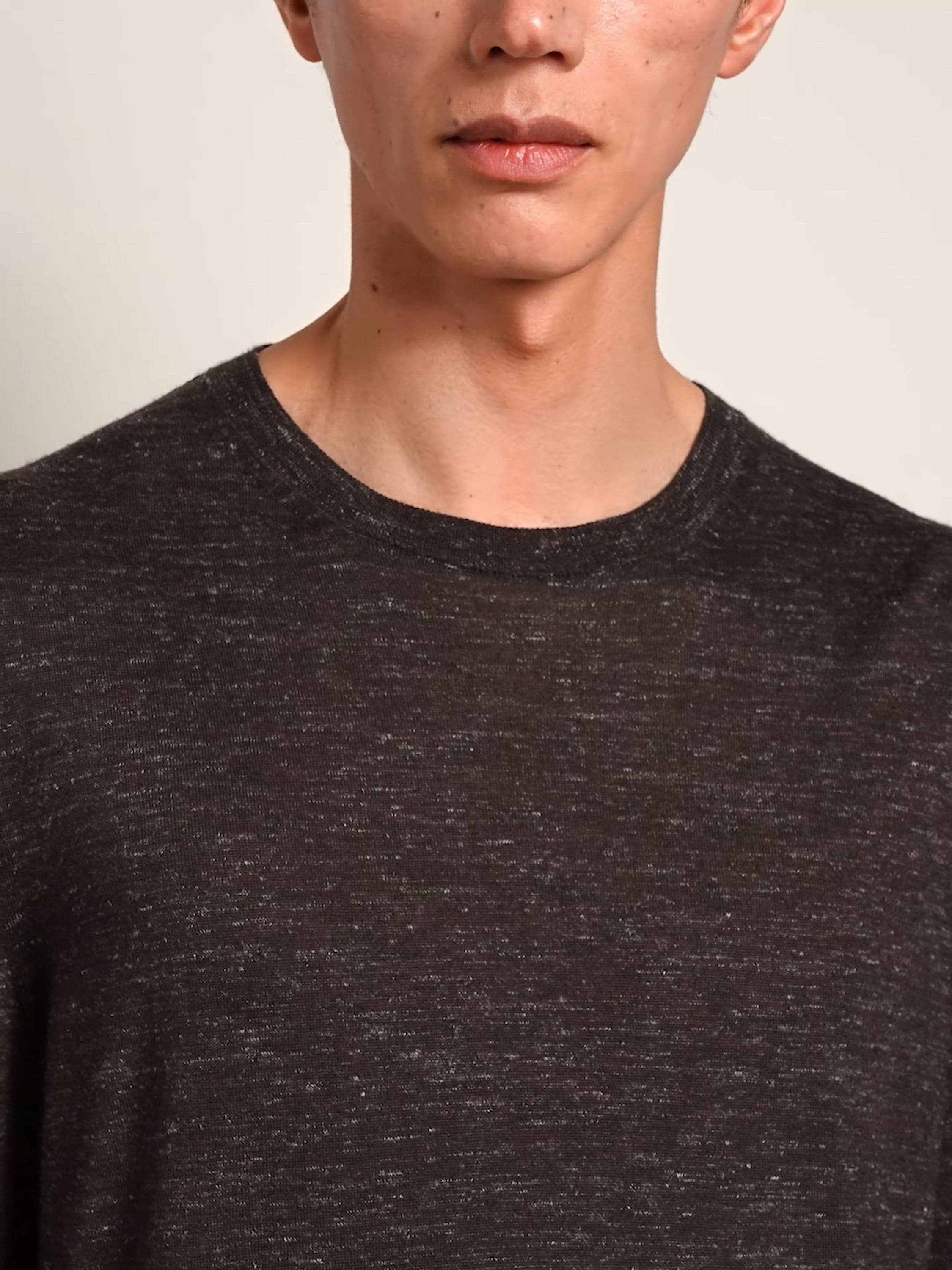 Girocollo in Seta Cashmere e Lino Marrone Scuro Mélange