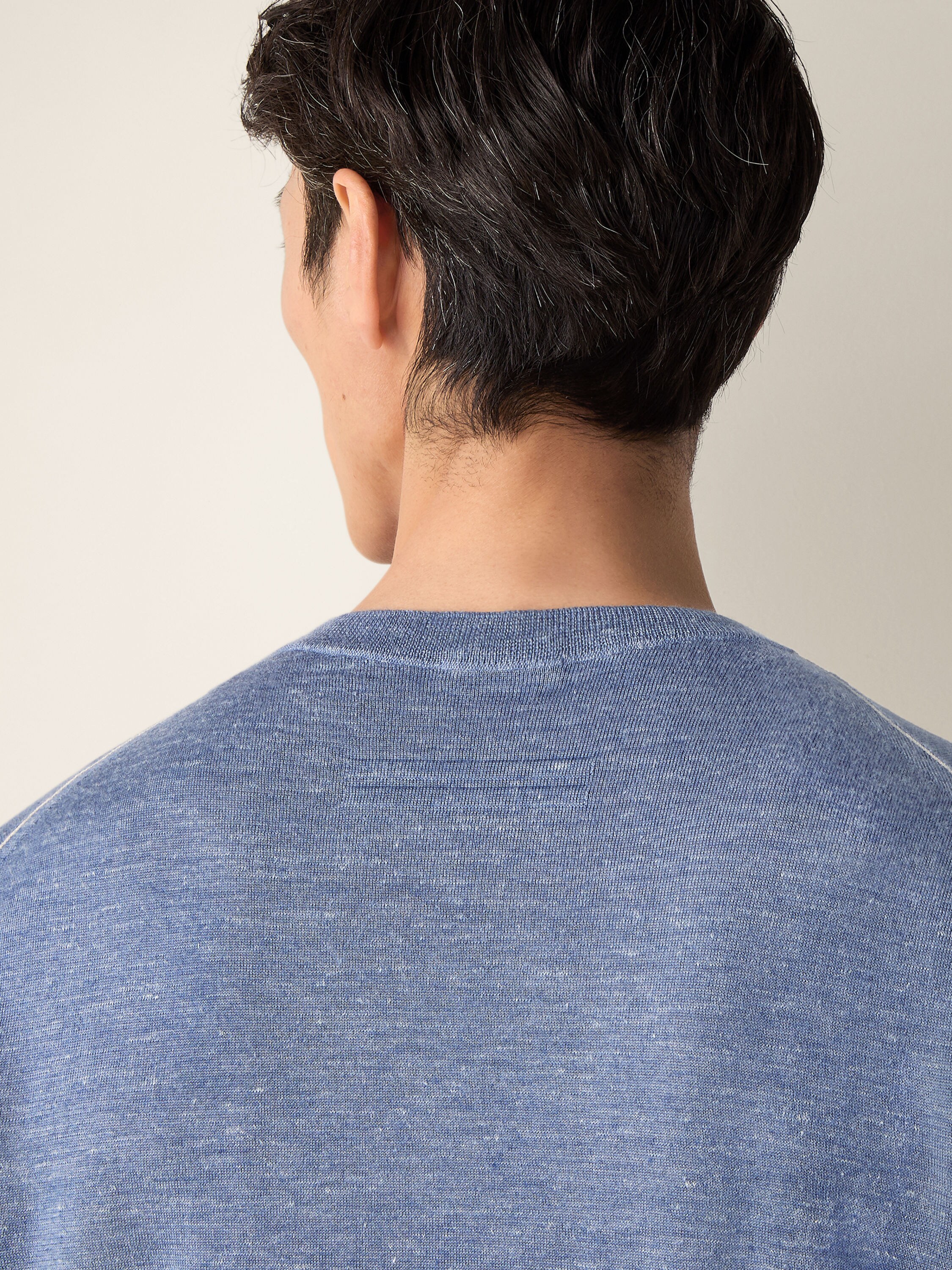 Lilac Mélange Silk Cashmere and Linen Crewneck Product detail photo #1