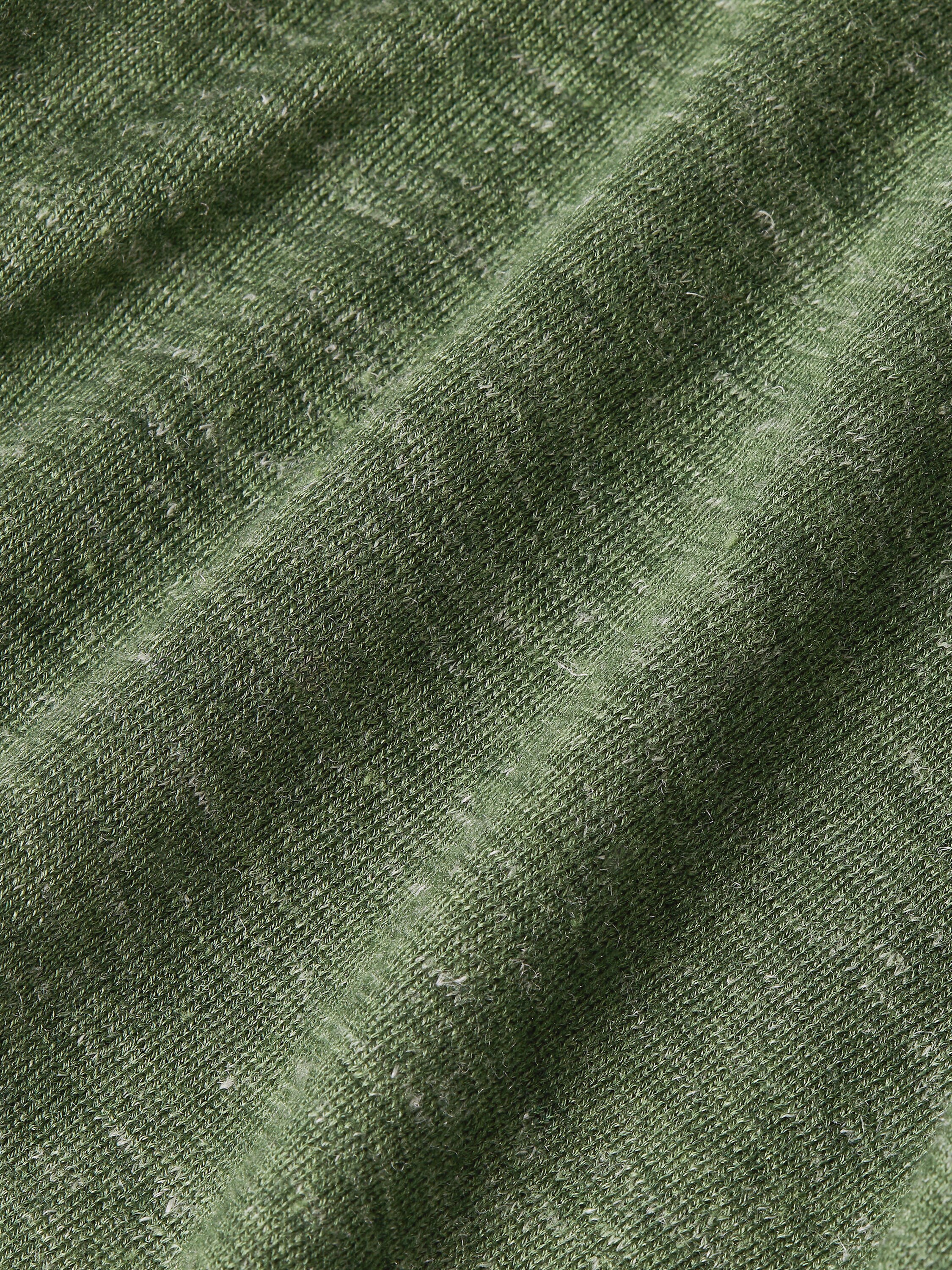 Pine Green Mélange Silk Cashmere and Linen Crewneck Product detail photo #4