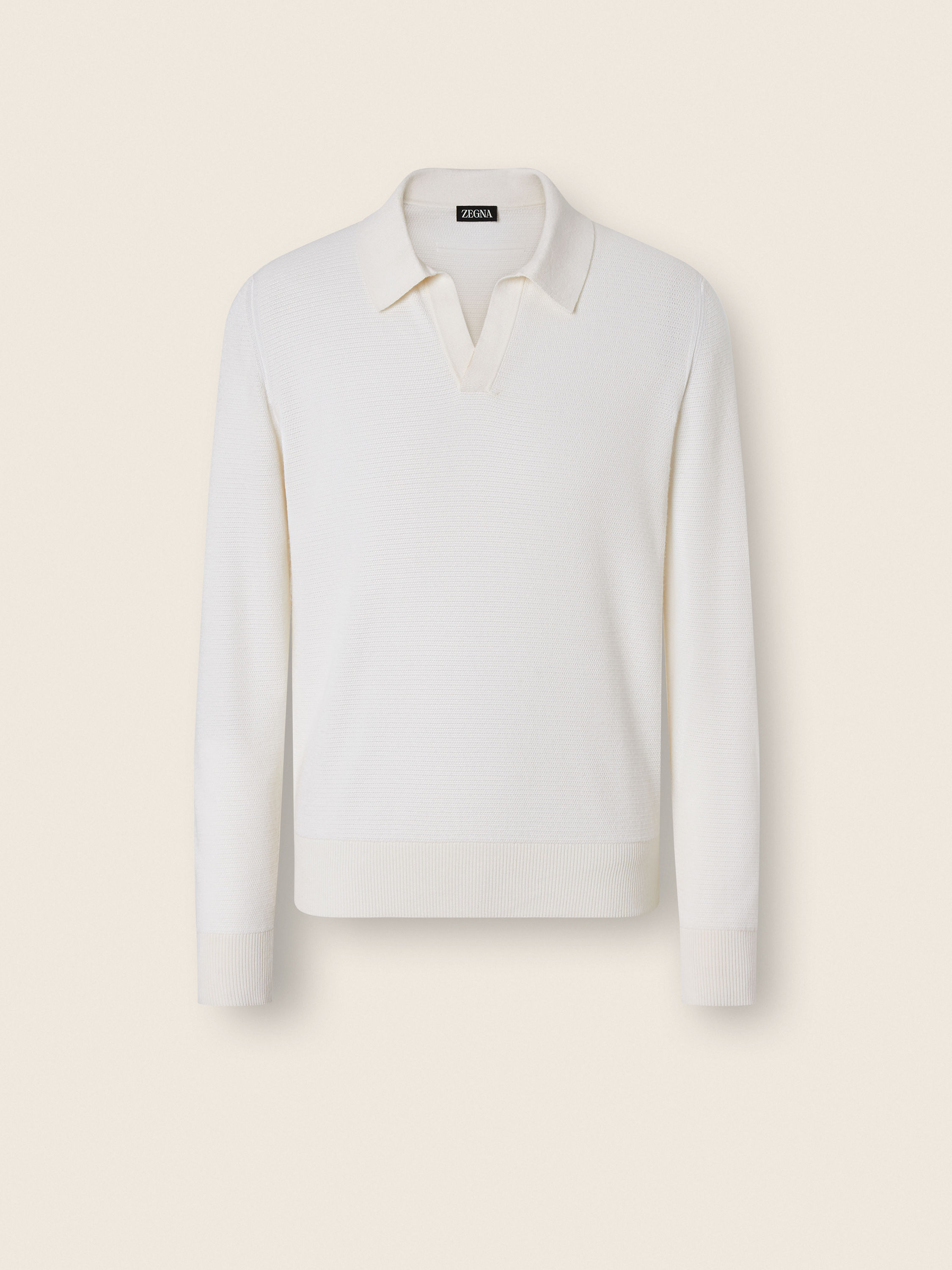White Mélange Cashmere and Silk Polo Shirt Main product photo