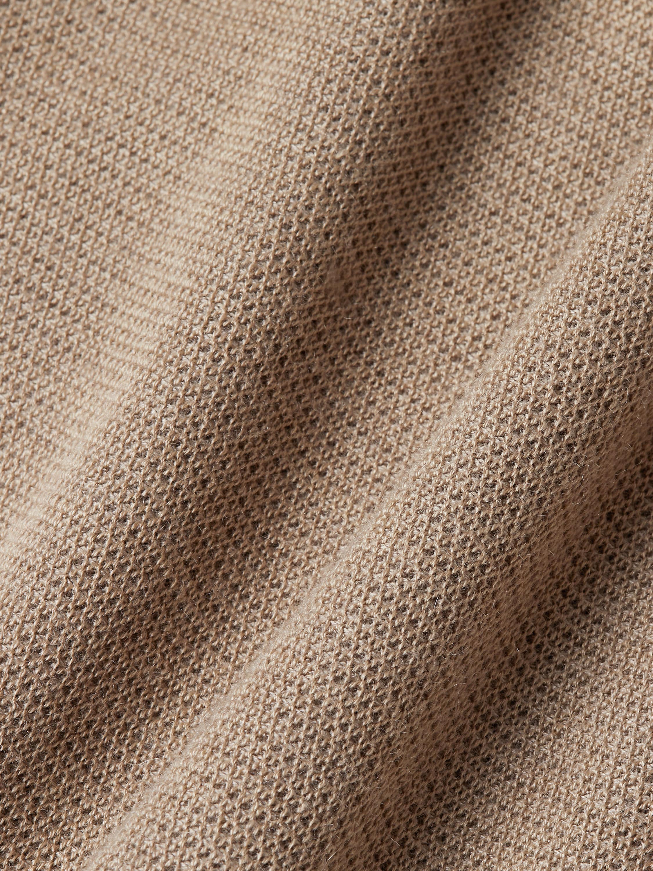 Light Taupe Mélange Cashmere and Silk Polo Shirt Product detail photo #4