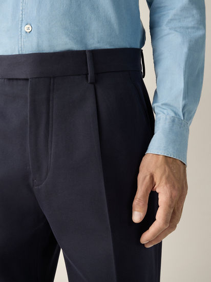 Navy Blue Cotton and Wool Pants SS26 37174066 | Zegna ROW