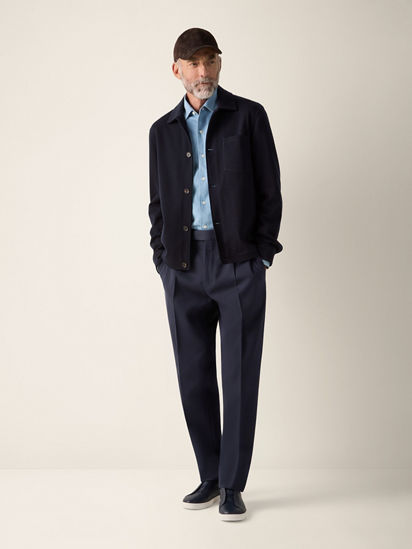 Navy Blue Cotton and Wool Pants SS26 37174066 | Zegna ROW
