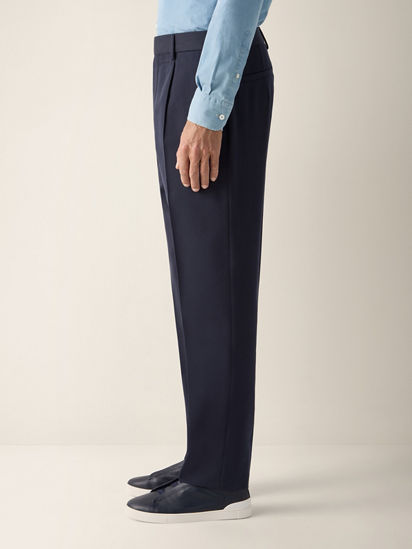 Navy Blue Cotton and Wool Pants SS26 37174066 | Zegna LV