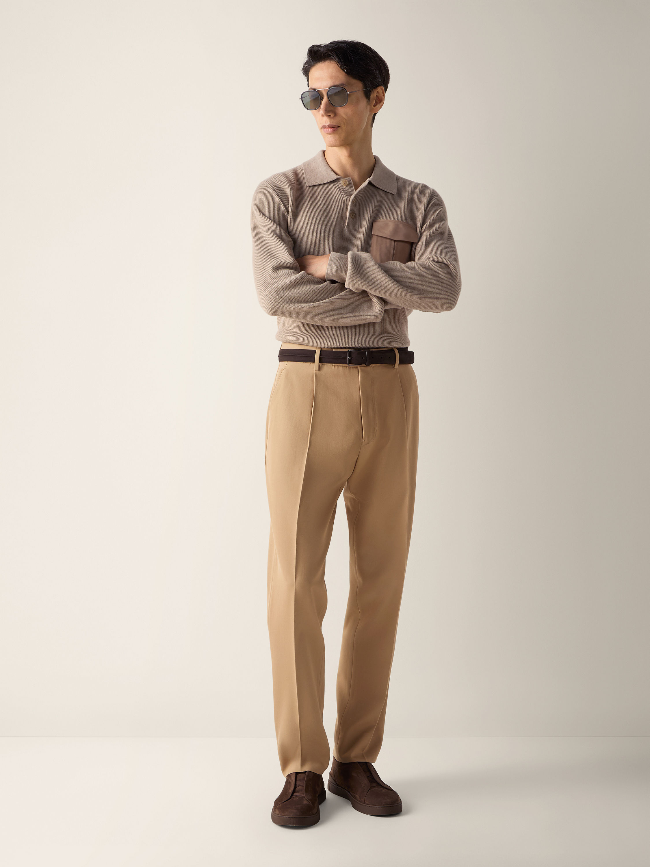 Hose aus Baumwolle und Wolle in Beige Detailfoto #2 des Produkts